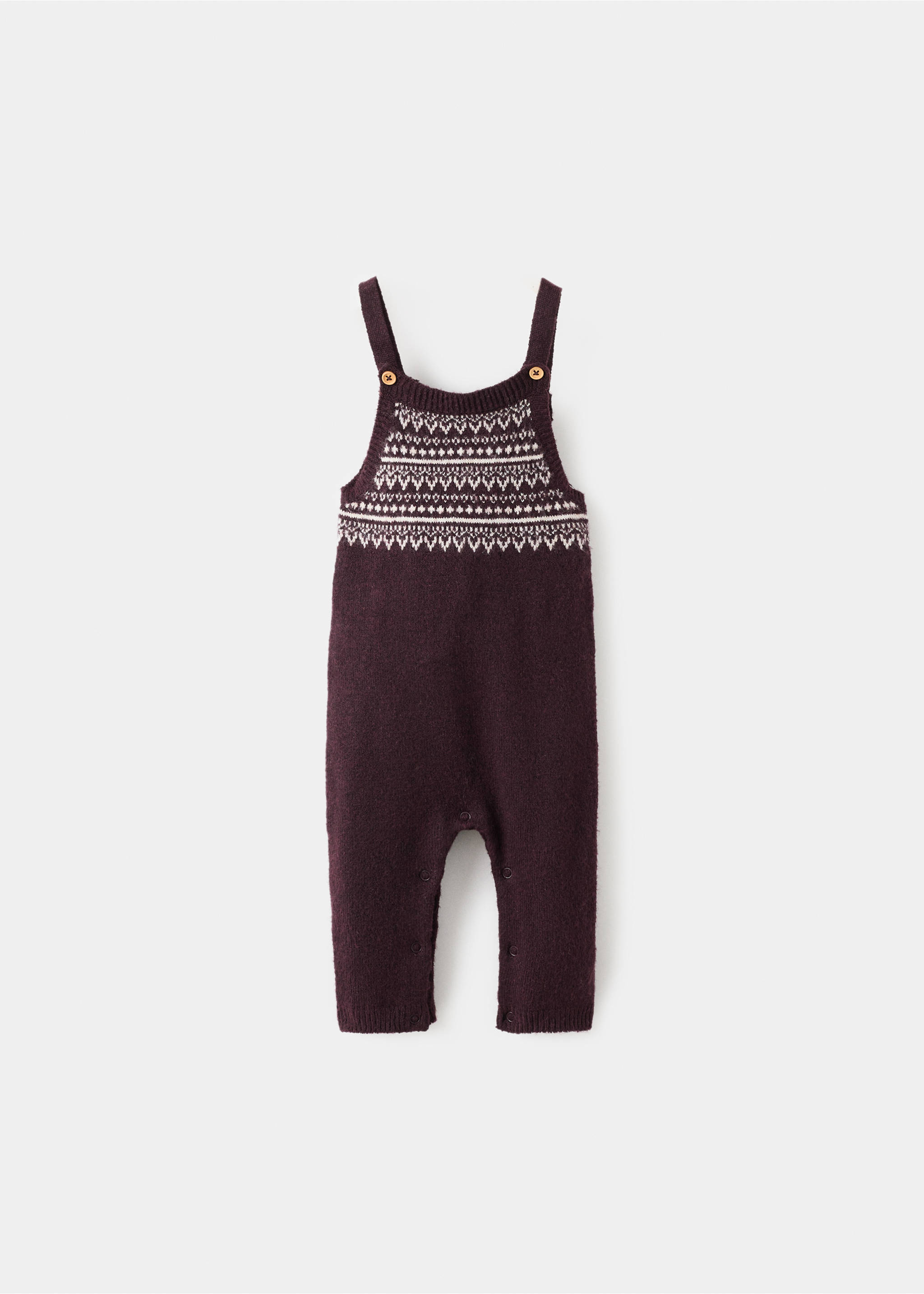 Jacquard knitted dungarees - Article without model, Burgundy. Ref: 17086735-00.