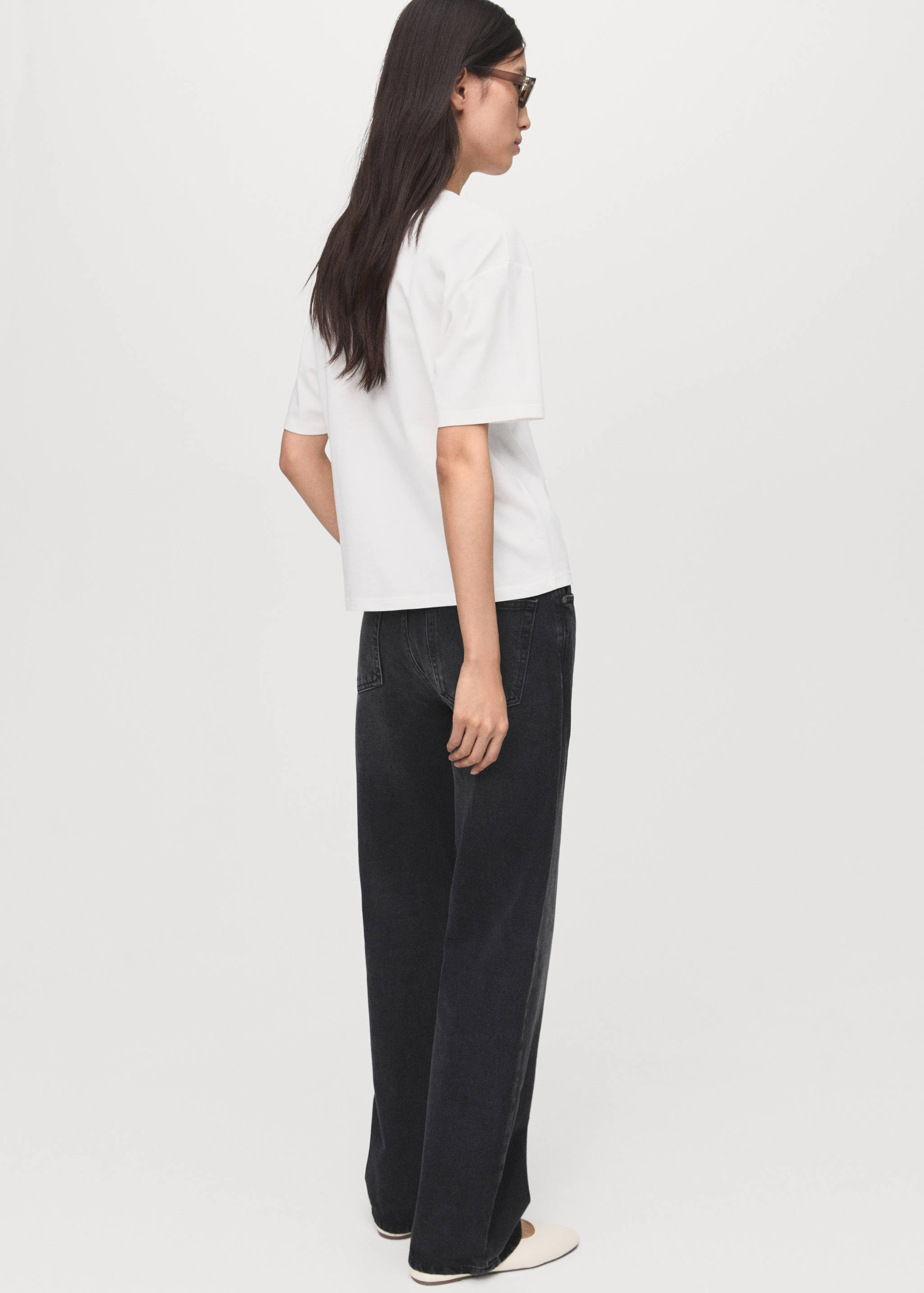 Floral-embroidered cotton t-shirt - Reverse of the article