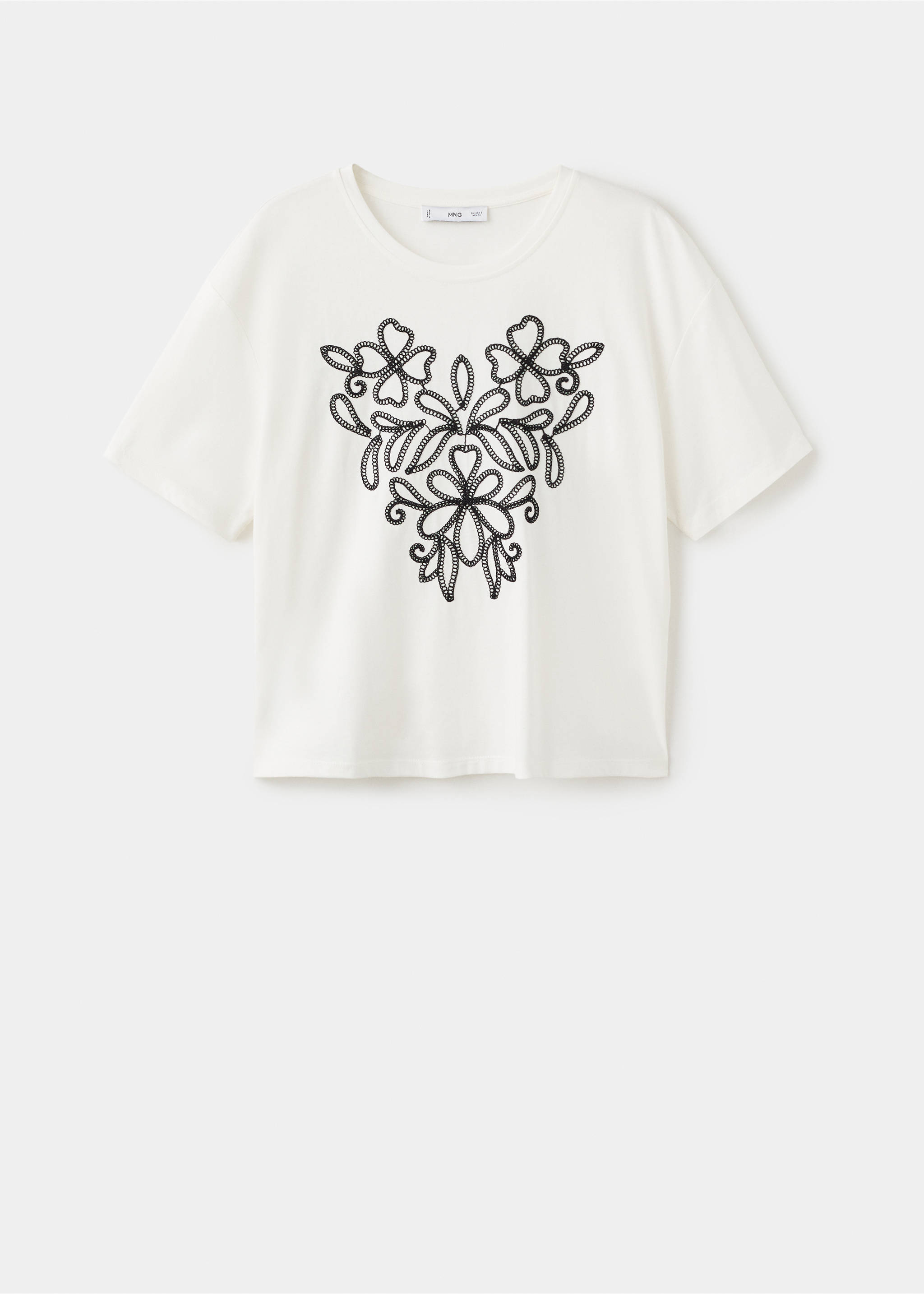 Floral-embroidered cotton t-shirt - Article without model, White. Ref: 17086736-00.