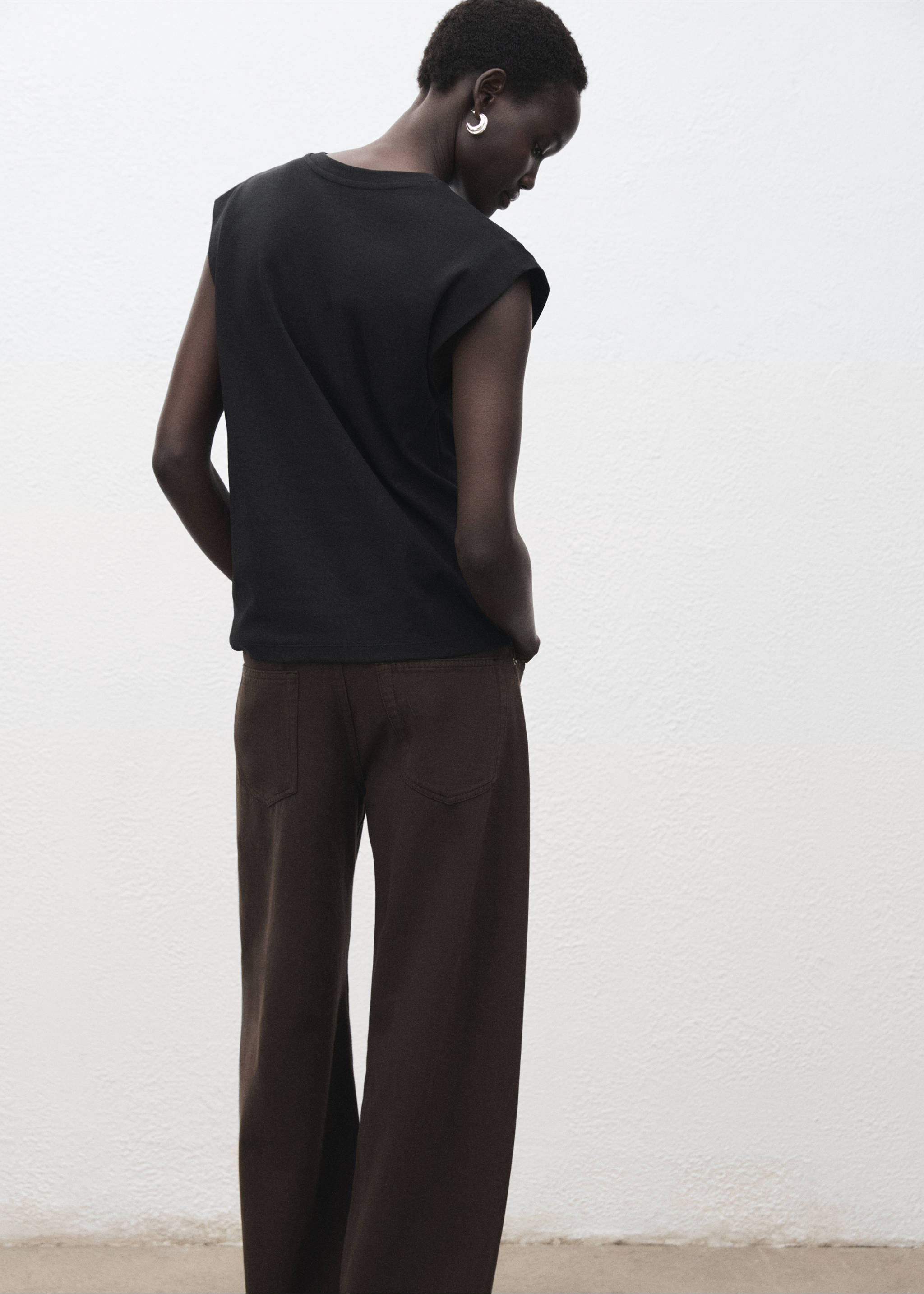 Cotton sleeveless t-shirt - Reverse of the article, Black. Ref: 17086737-00.