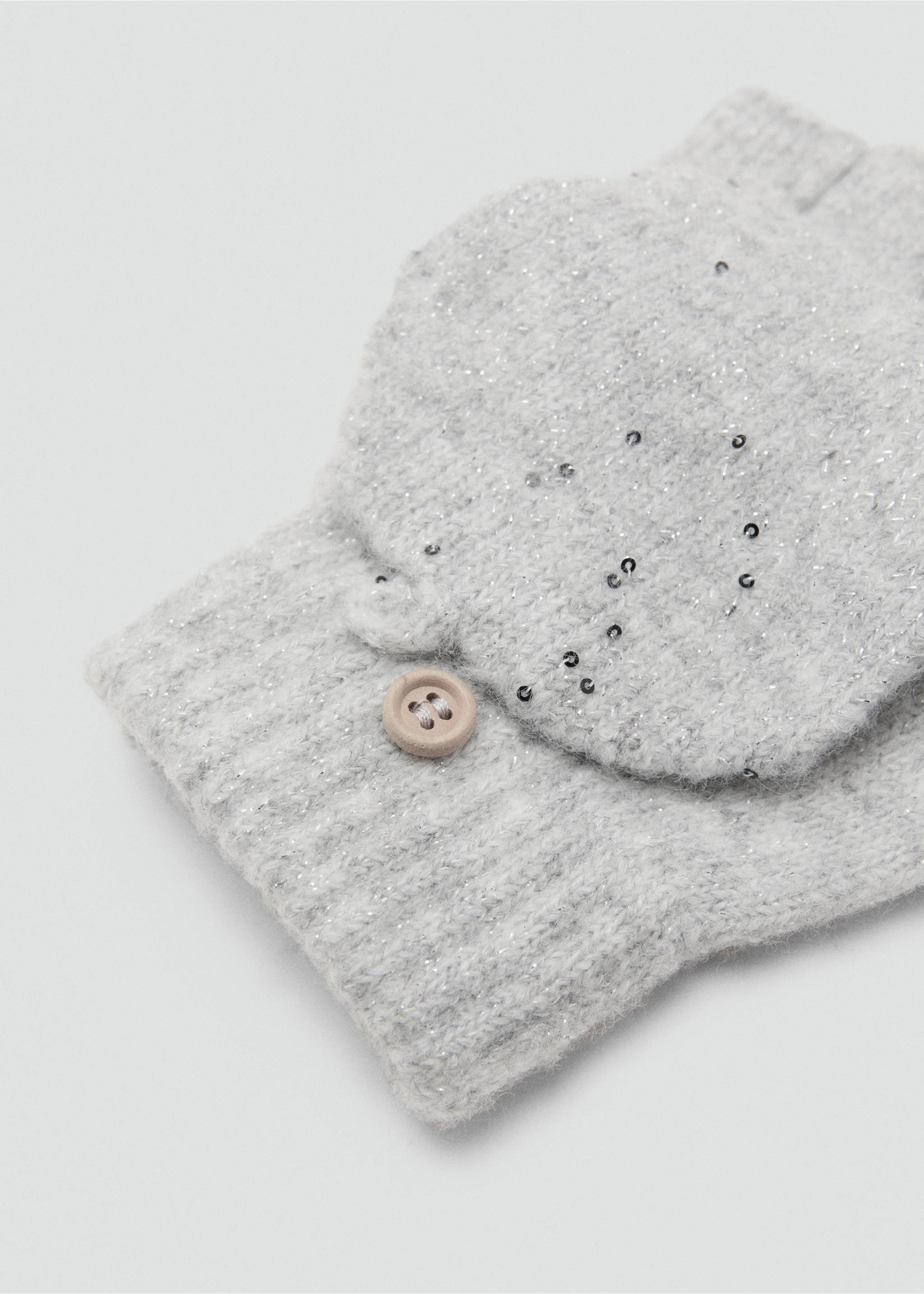 Sequin knitted gloves - Medium plane, Grey. Ref: 17086741-00.