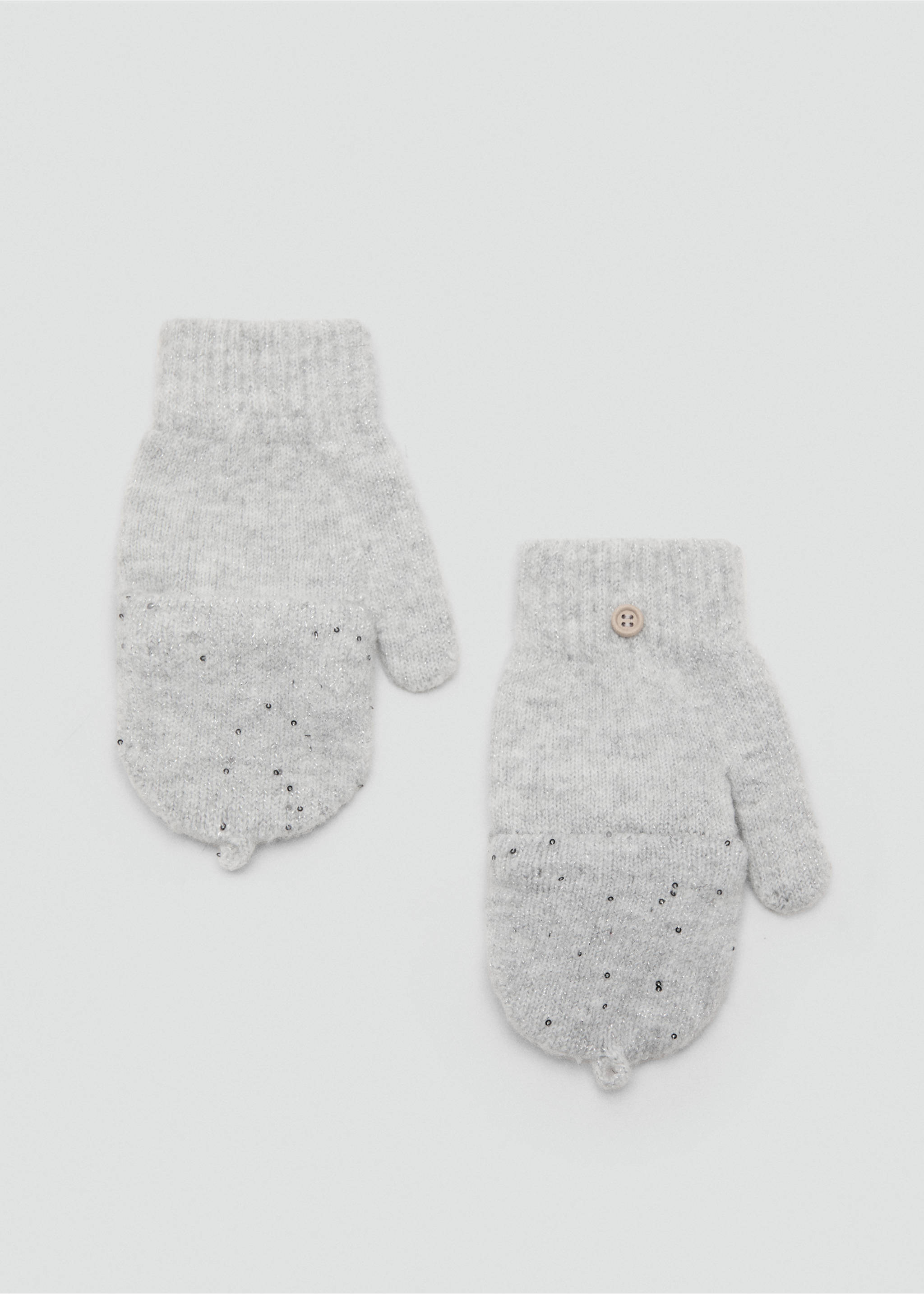 Sequin knitted gloves - Details of the article 1, Grey. Ref: 17086741-00.