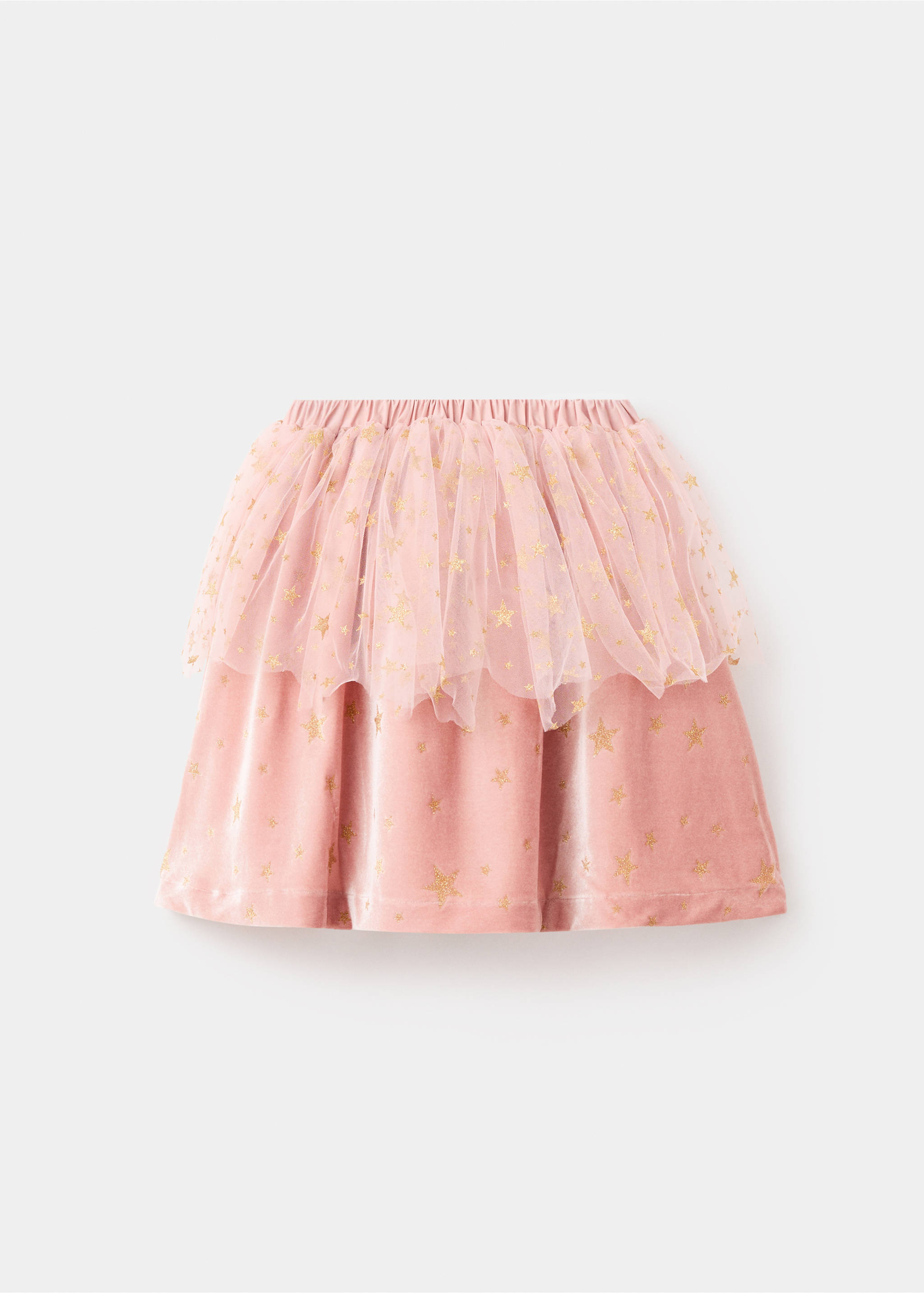 Velvet skirt with stars - Medium plane, Pale Pink. Ref: 17087131-00.