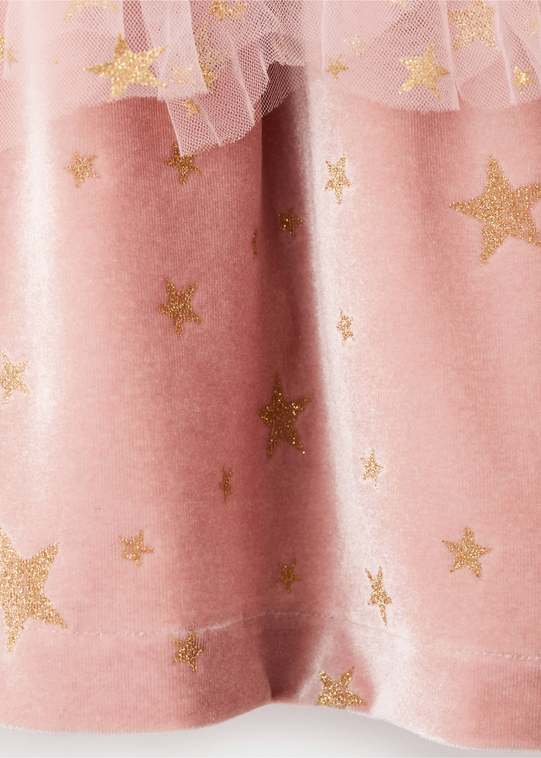 Velvet skirt with stars - Details of the article 2, Pale Pink. Ref: 17087131-00.