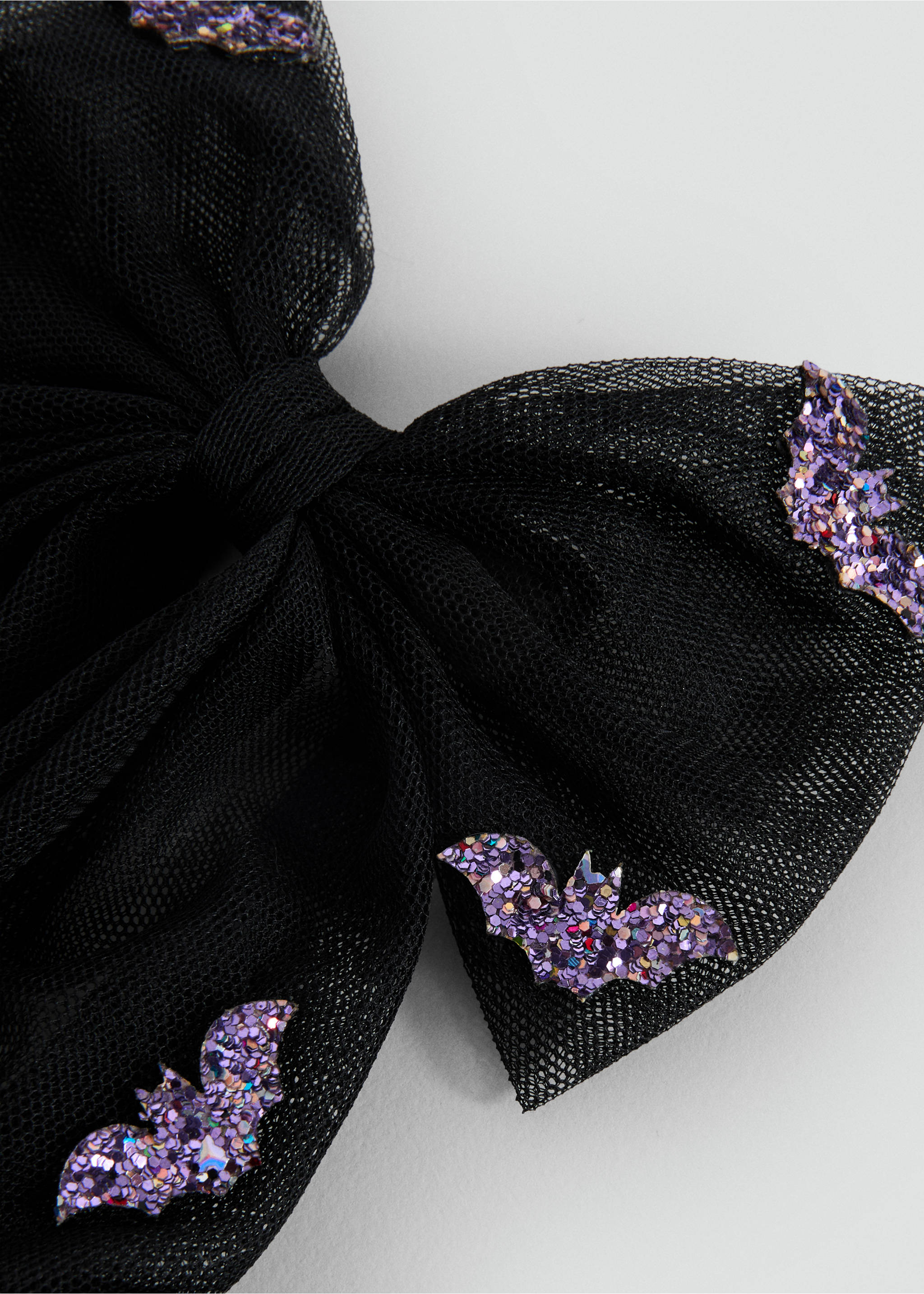 Bat barrette with bow - Medium plane, Black. Ref: 17087132-00.