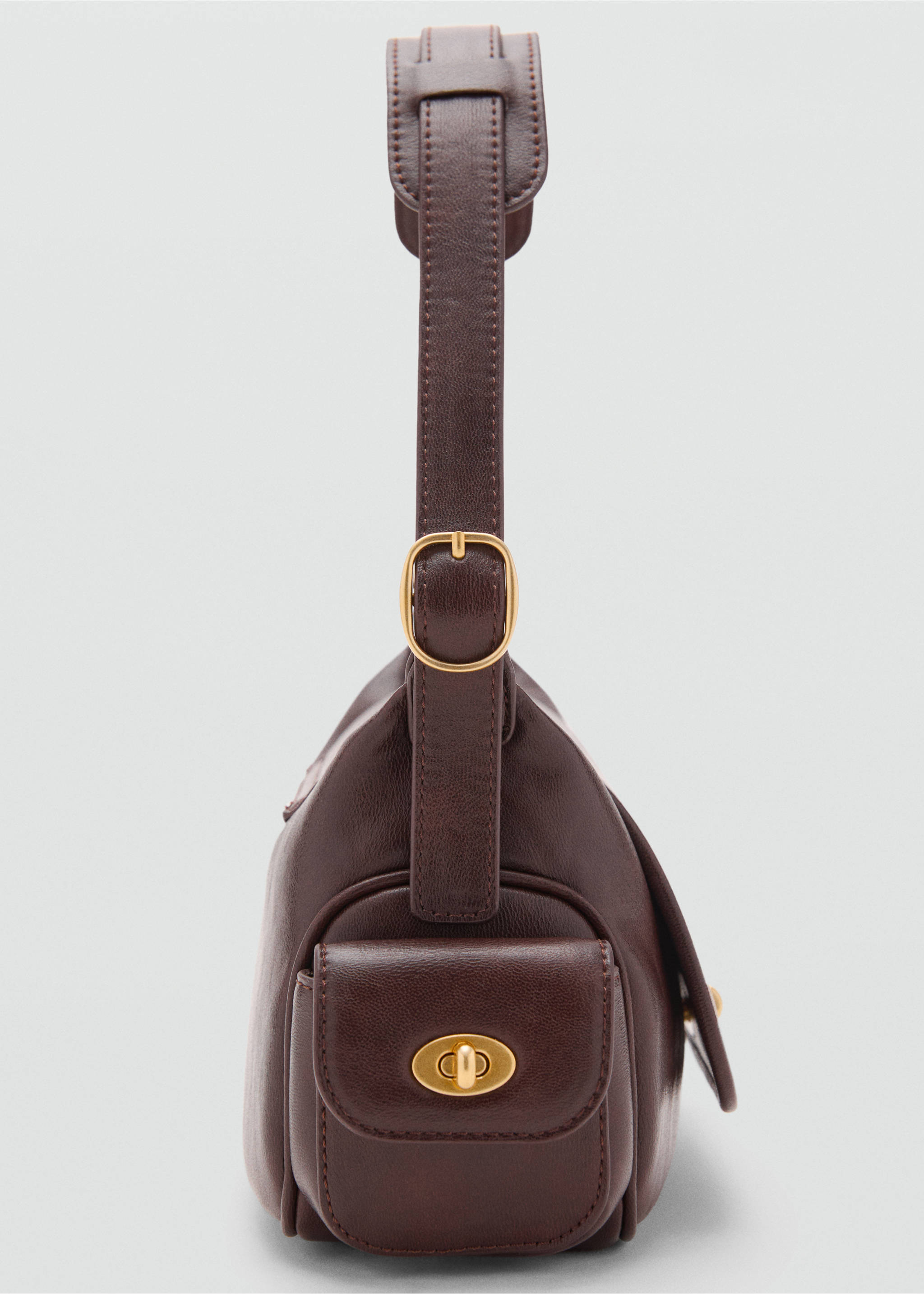 Shoulder bag with pockets - Details of the article 1, Chocolate. Ref: 17087137-00.
