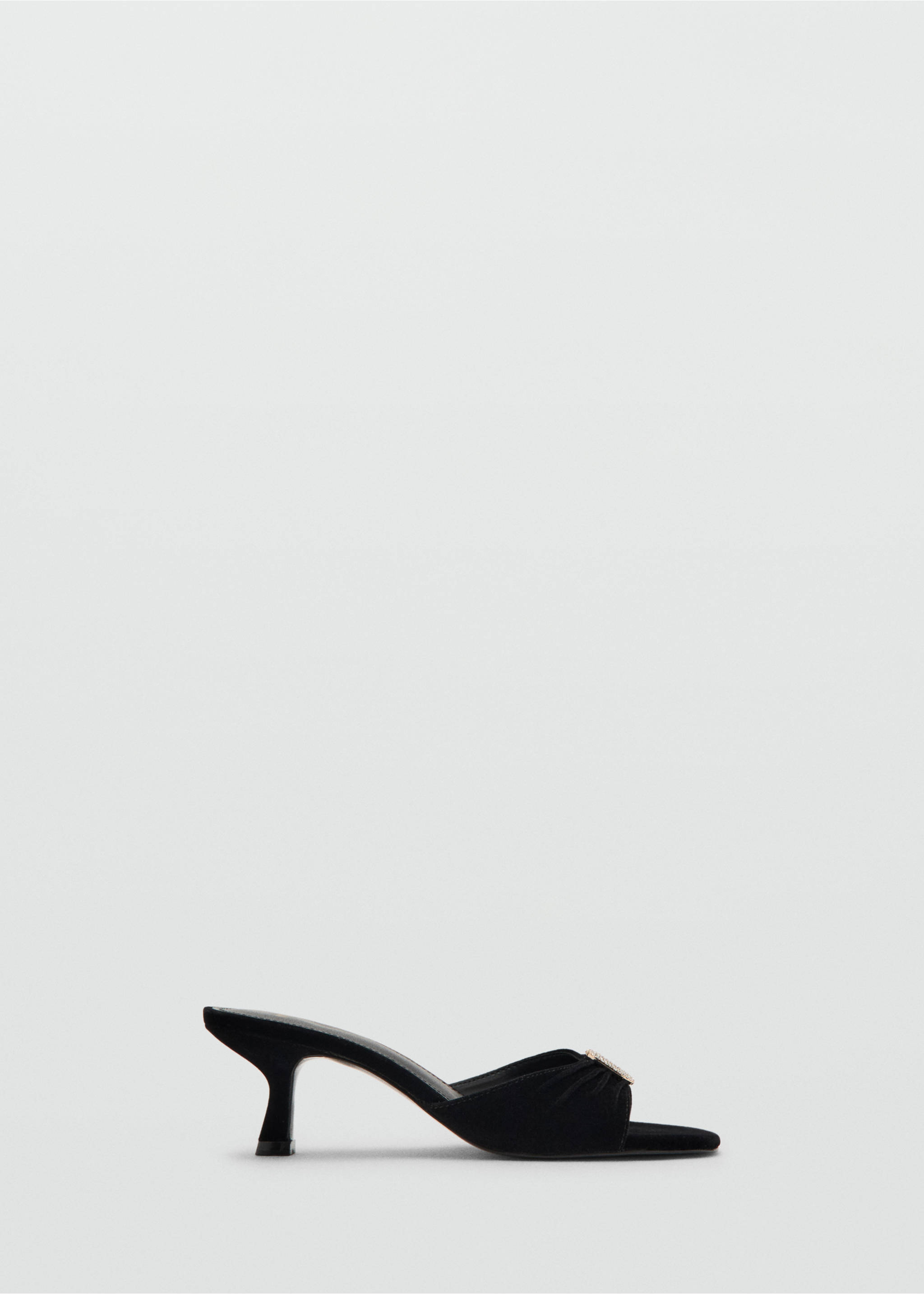 Black heeled sandal with pleated strap and stiletto heel., Black. Ref: 17087760-00.