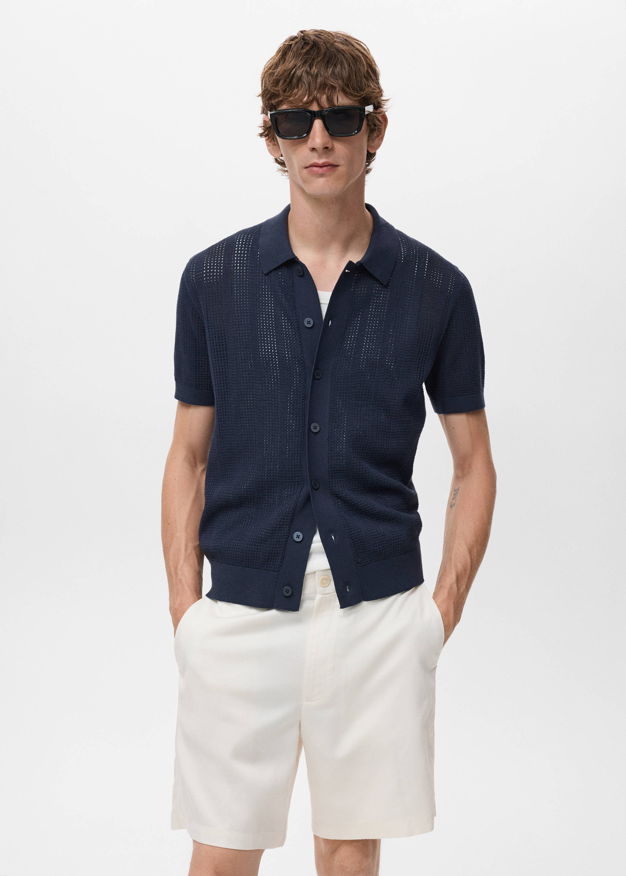 Striped openwork knitted shirt - Medium plane