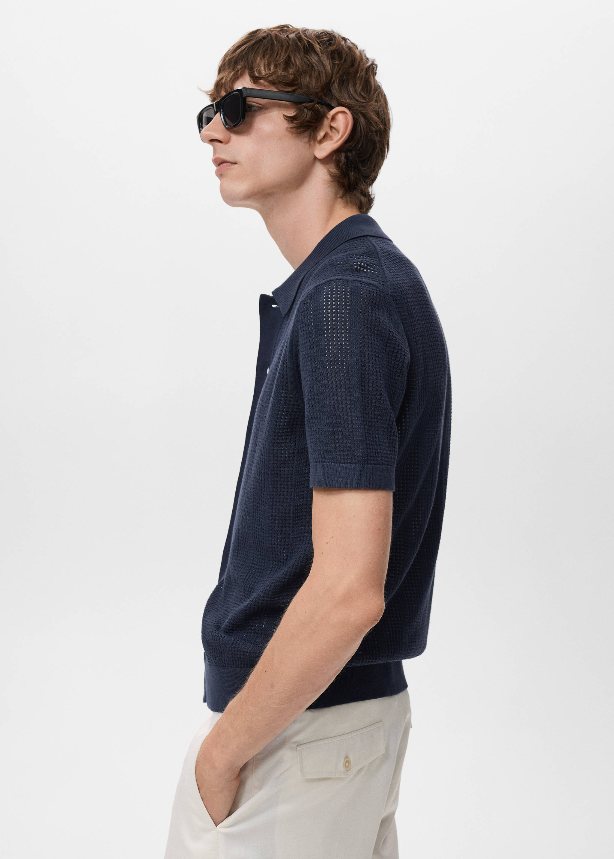 Striped openwork knitted shirt - Details of the article 2