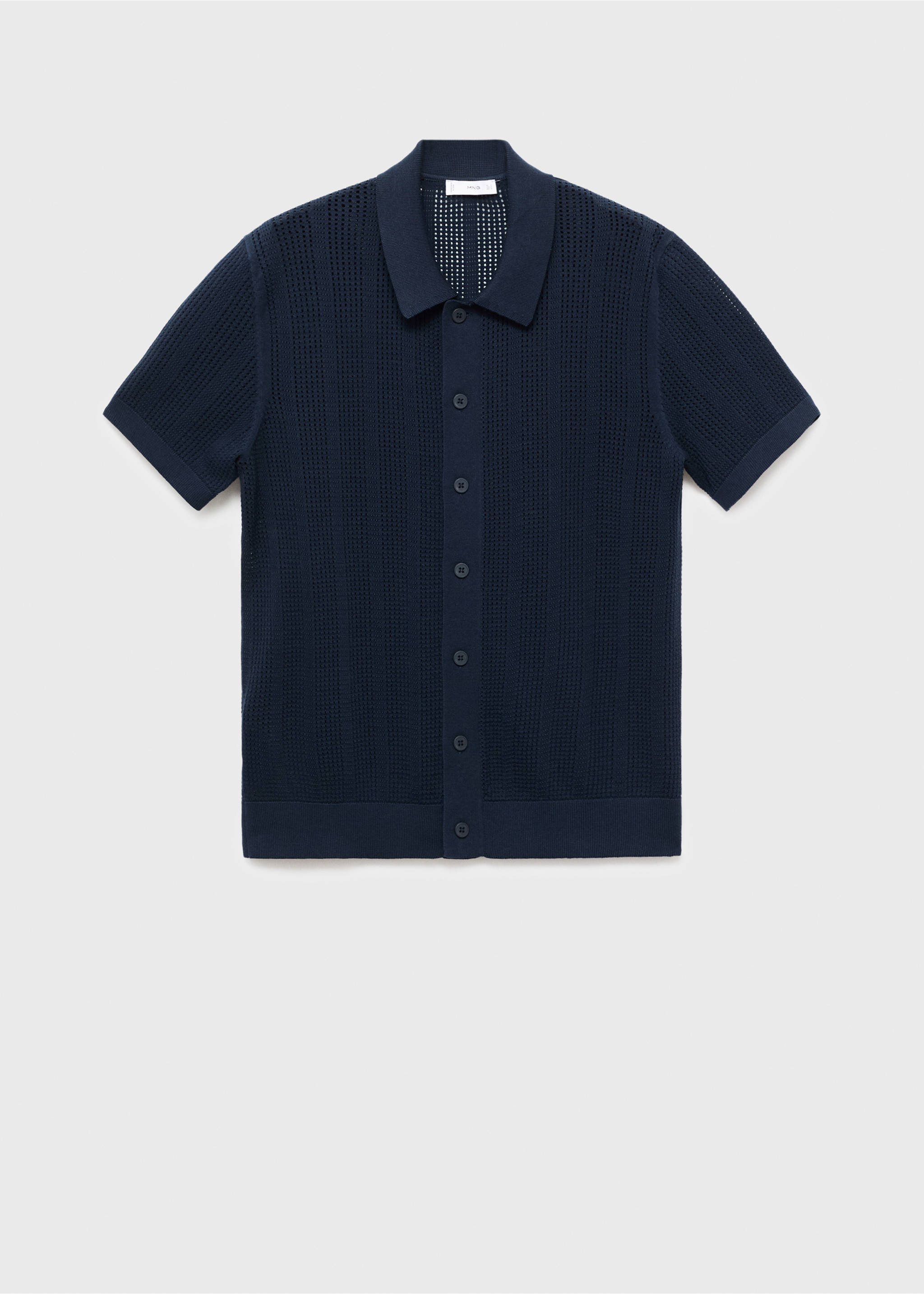 Striped openwork knitted shirt - Article without model, Navy. Ref: 17087761-00.
