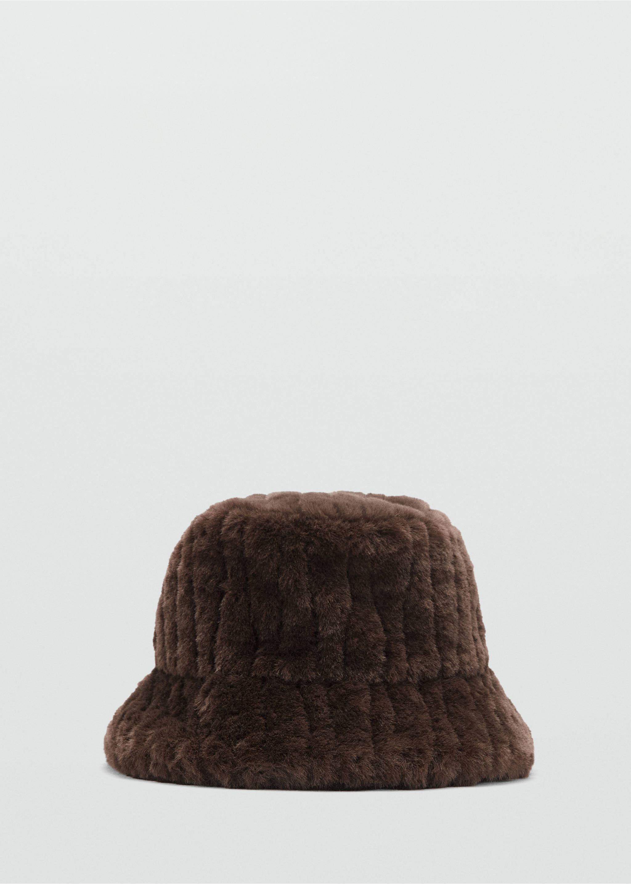 Faux-fur bucket hat - Article without model, Chocolate. Ref: 17087768-00.