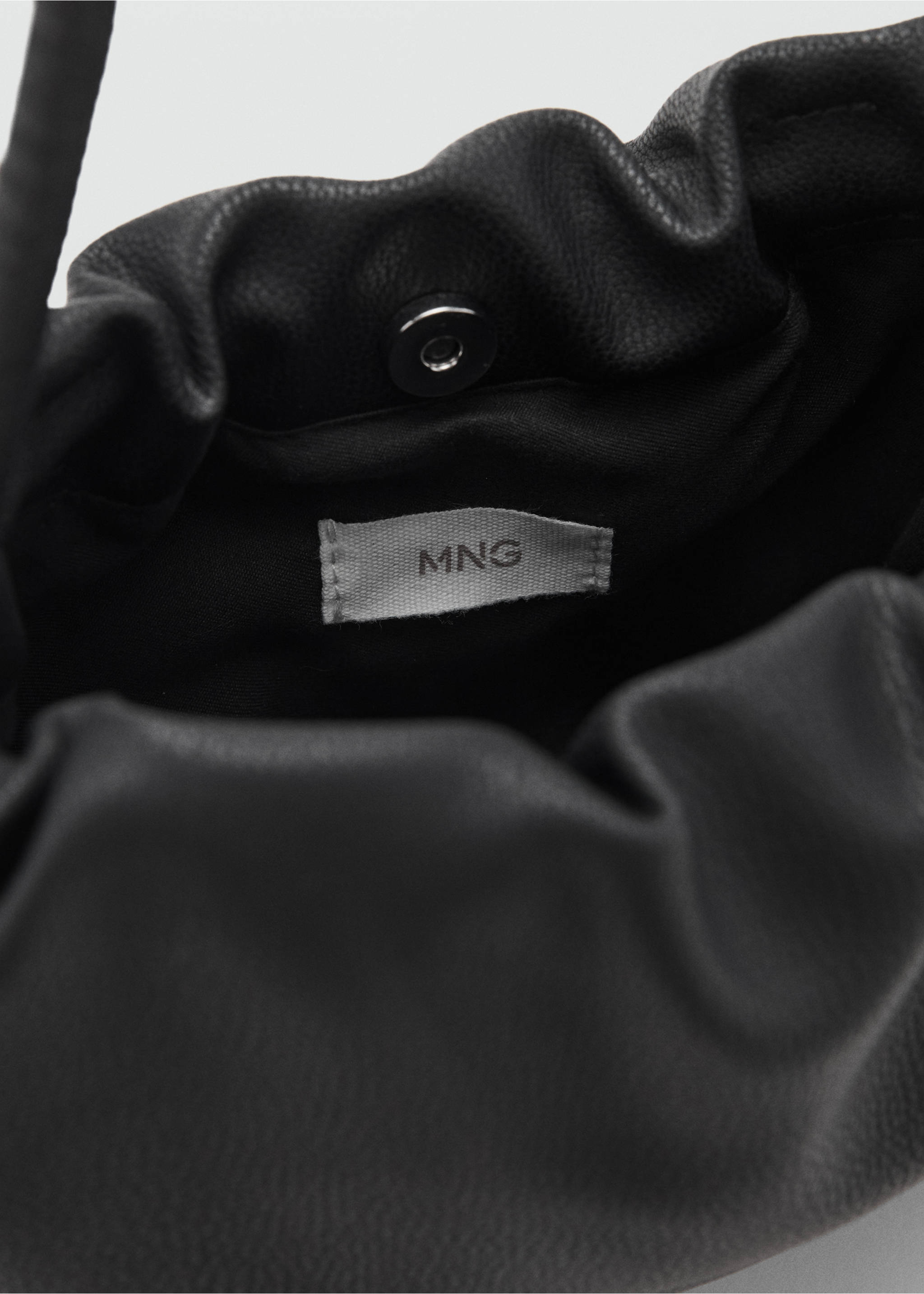 Faux-leather bucket handbag - Details of the article 1, Black. Ref: 17087772-00.