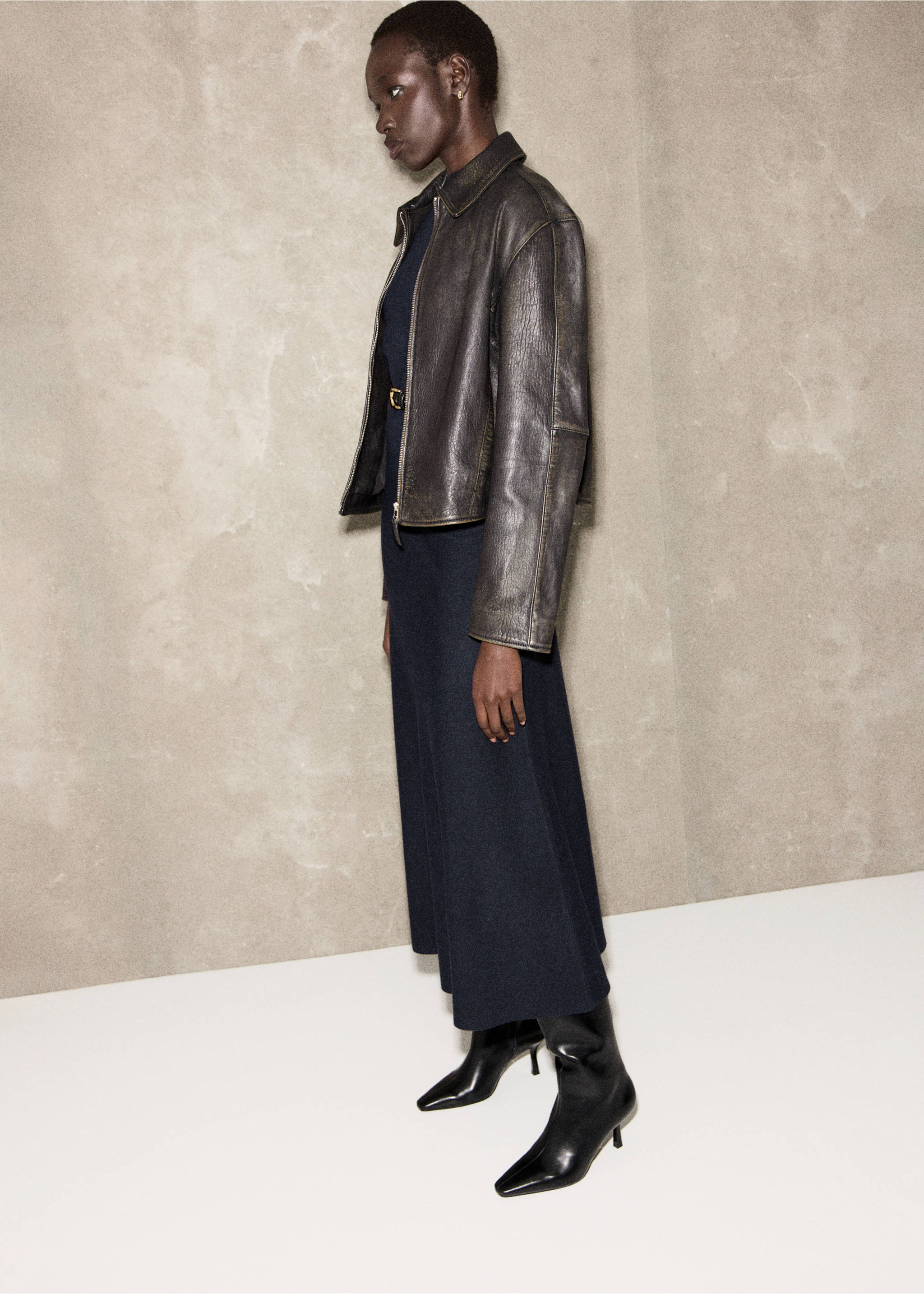 Wool-blend knitted skirt - General plane, Navy. Ref: 17087779-00.