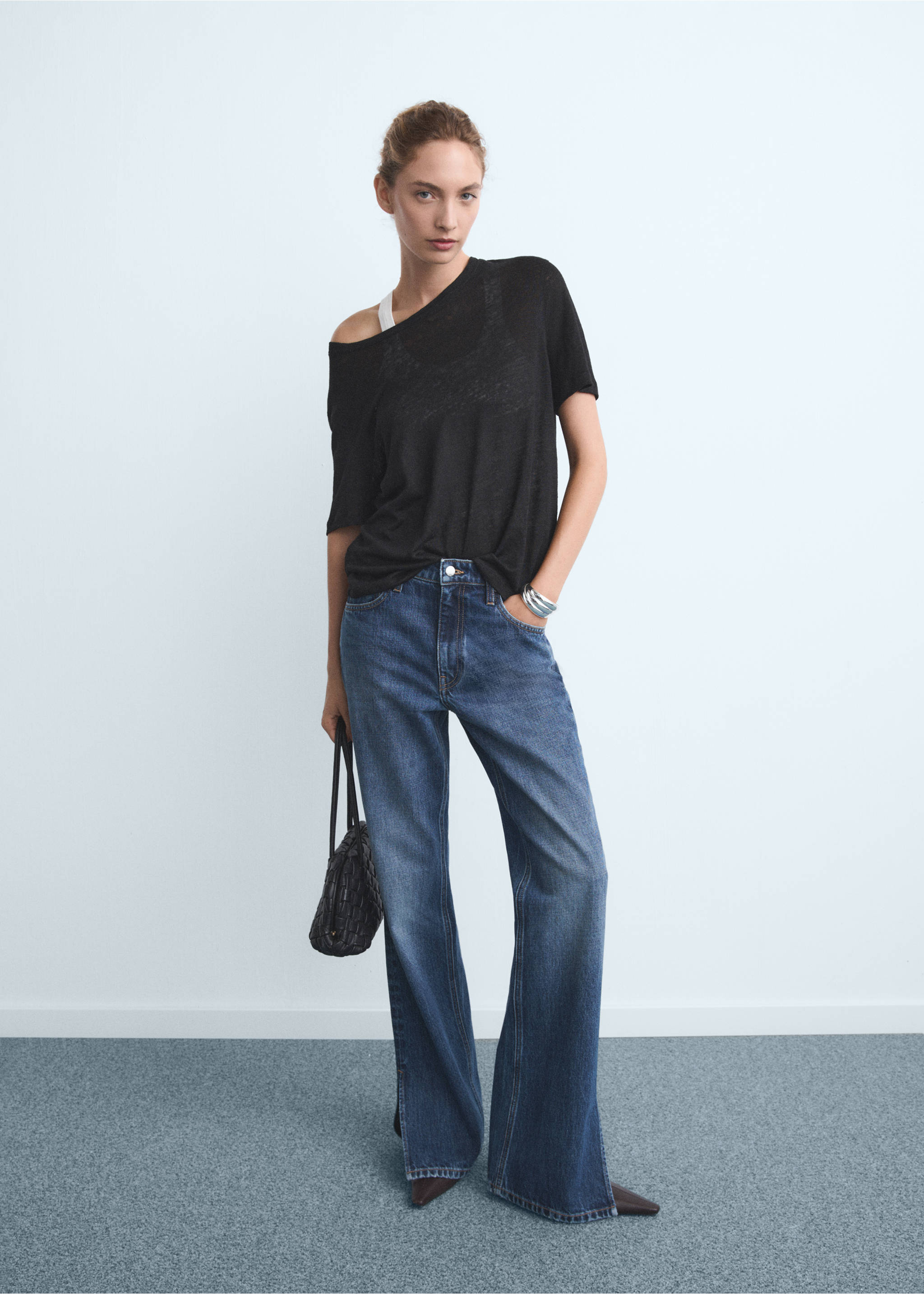 Straight-leg jeans with openings - General plane, Dark Blue. Ref: 17087788-00.