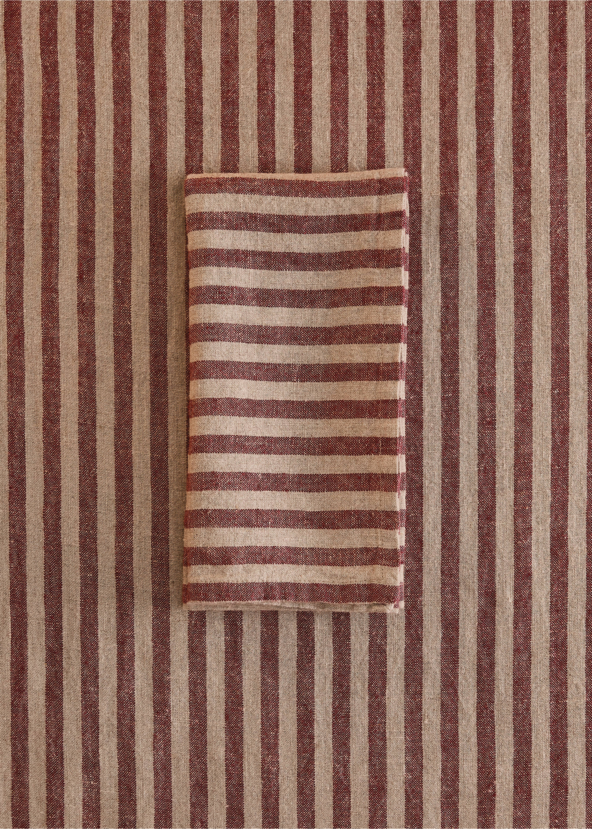 Striped linen napkins - General plane, Red. Ref: 17087789-00.