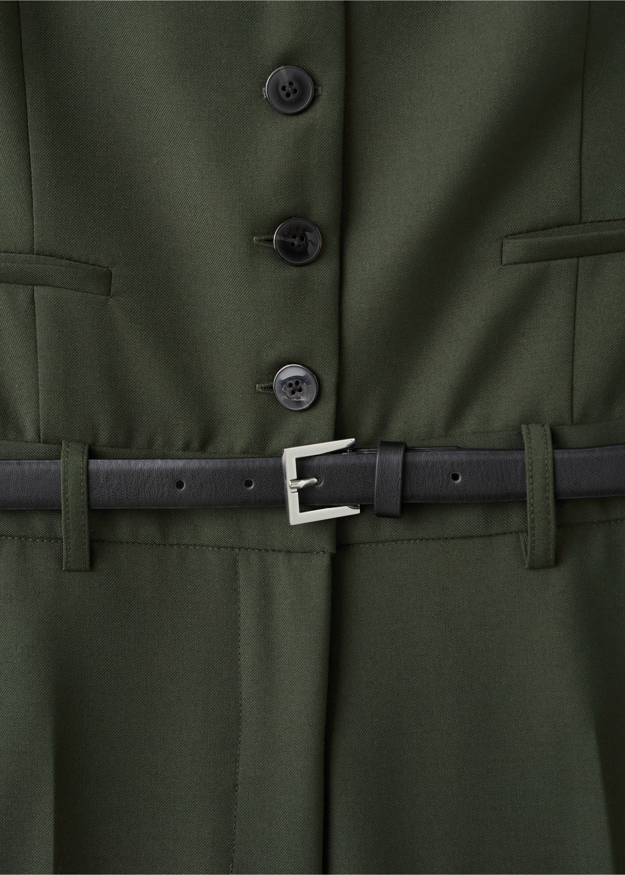 Suit-style jumpsuit with suit - Details of the article 0, Khaki. Ref: 17087809-00.