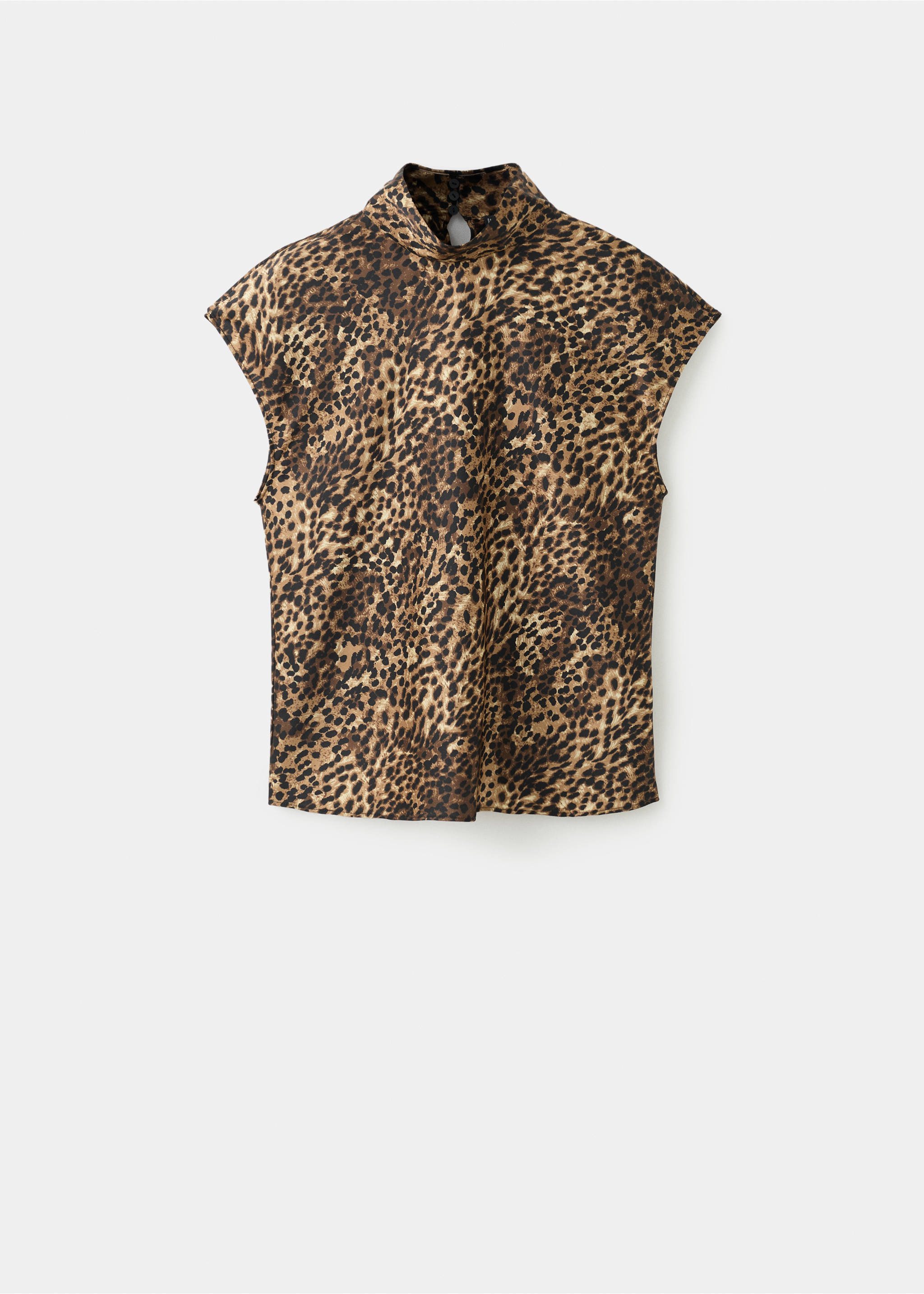 Blusa satinada leopardo - Artículo sin modelo, Marrón. Ref: 17087815-00.