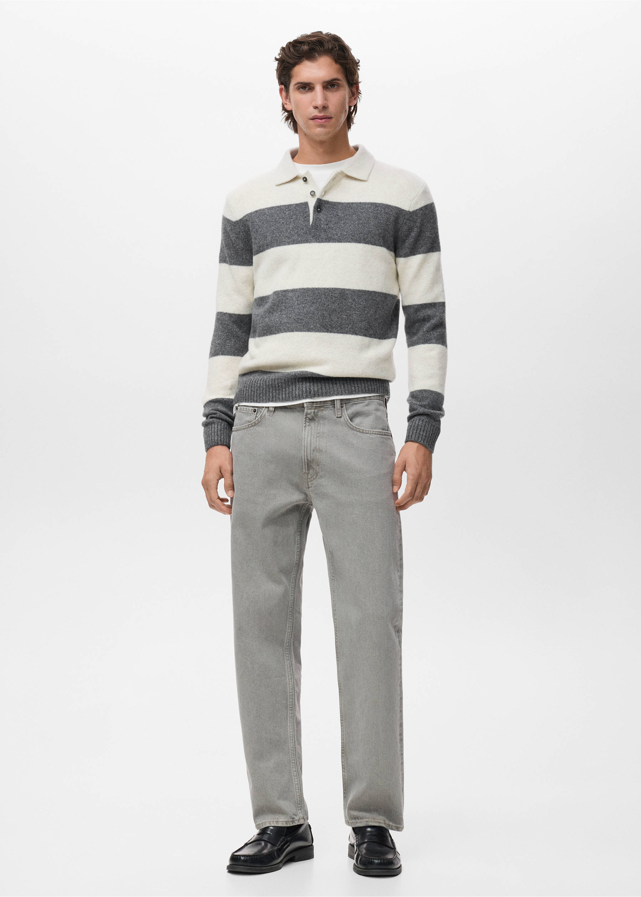 Knitted wool blend polo sweater - General plane, Ecru. Ref: 17087895-00.