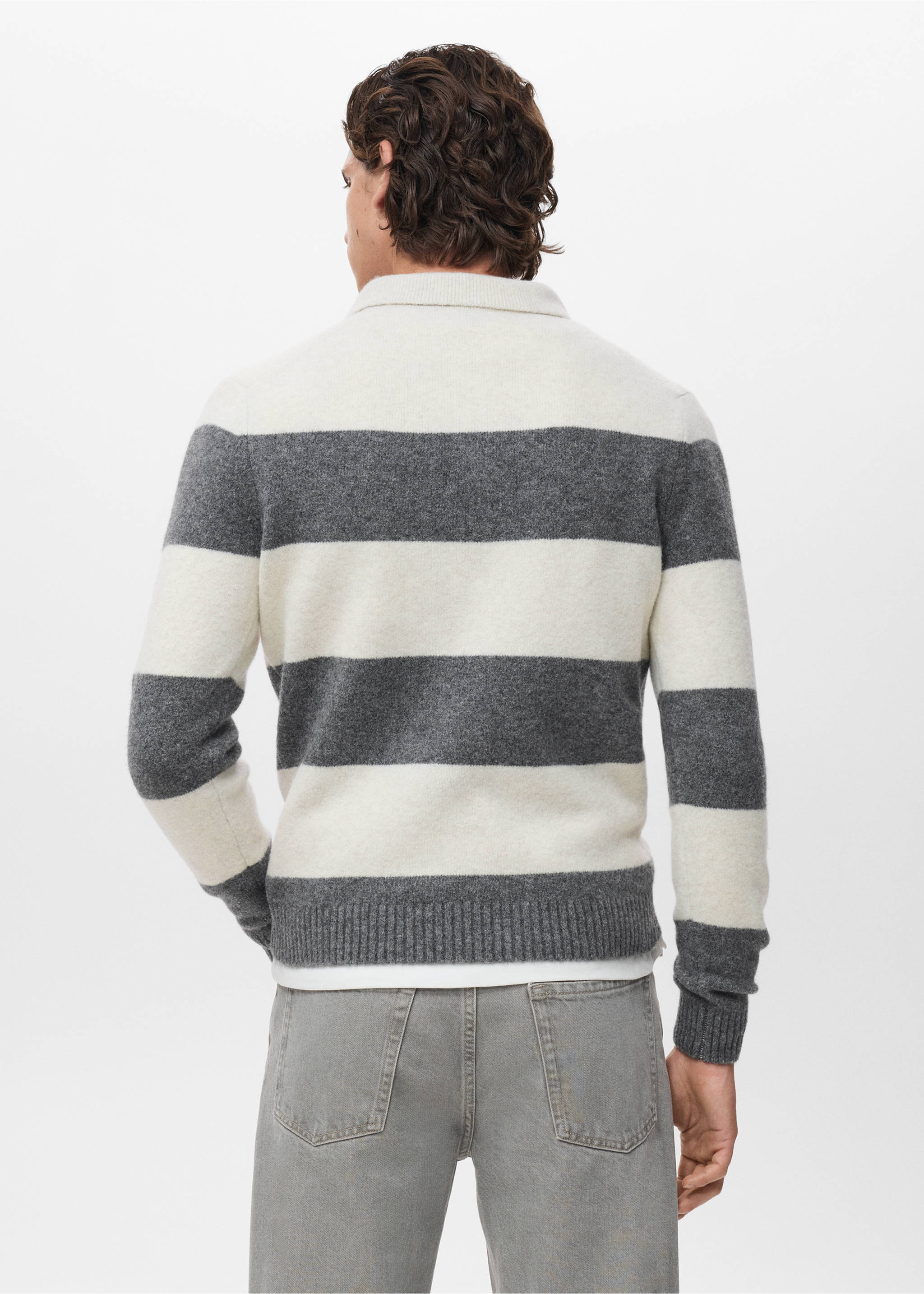 Knitted wool blend polo sweater - Reverse of the article, Ecru. Ref: 17087895-00.