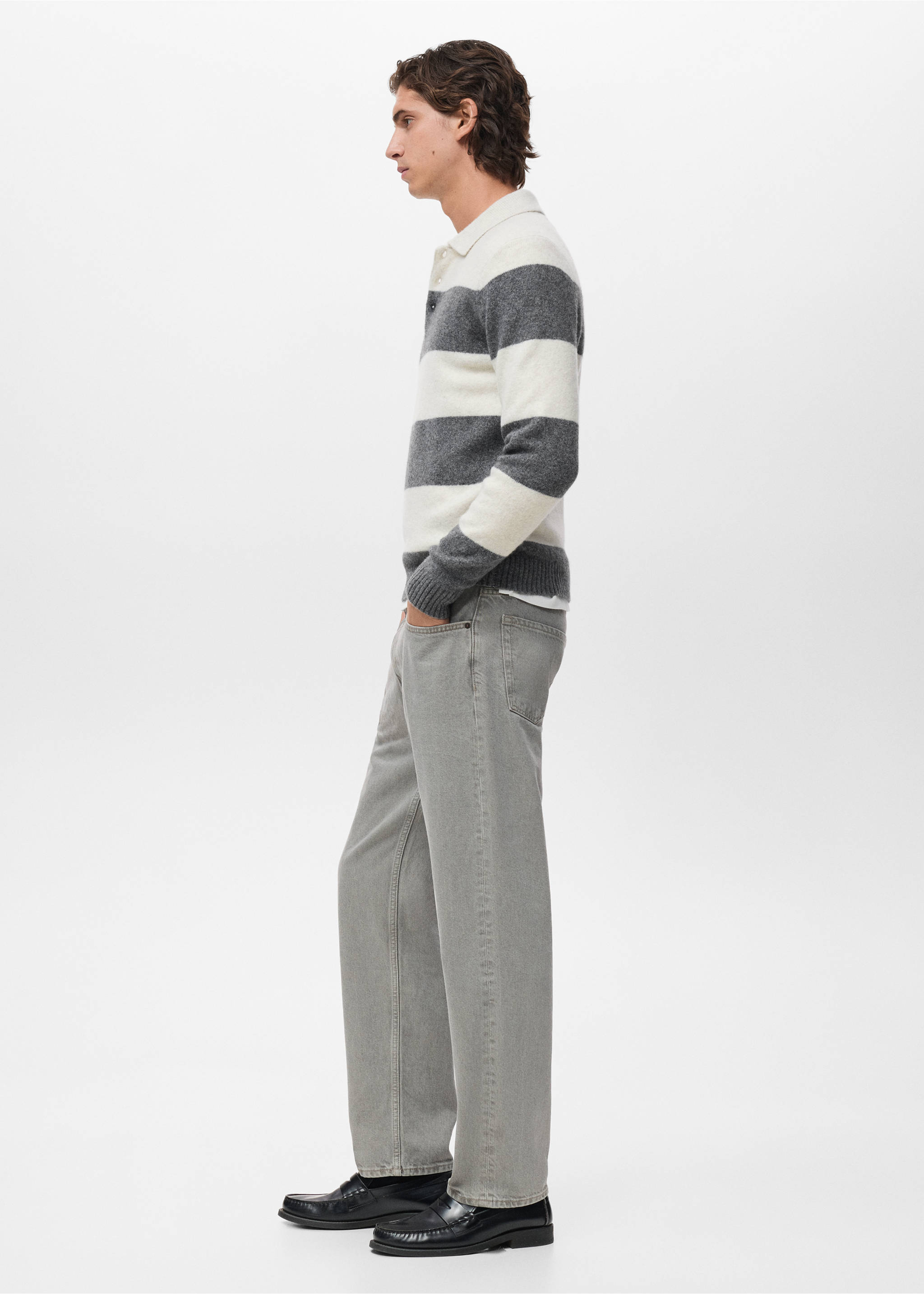 Knitted wool blend polo sweater - Details of the article 2, Ecru. Ref: 17087895-00.