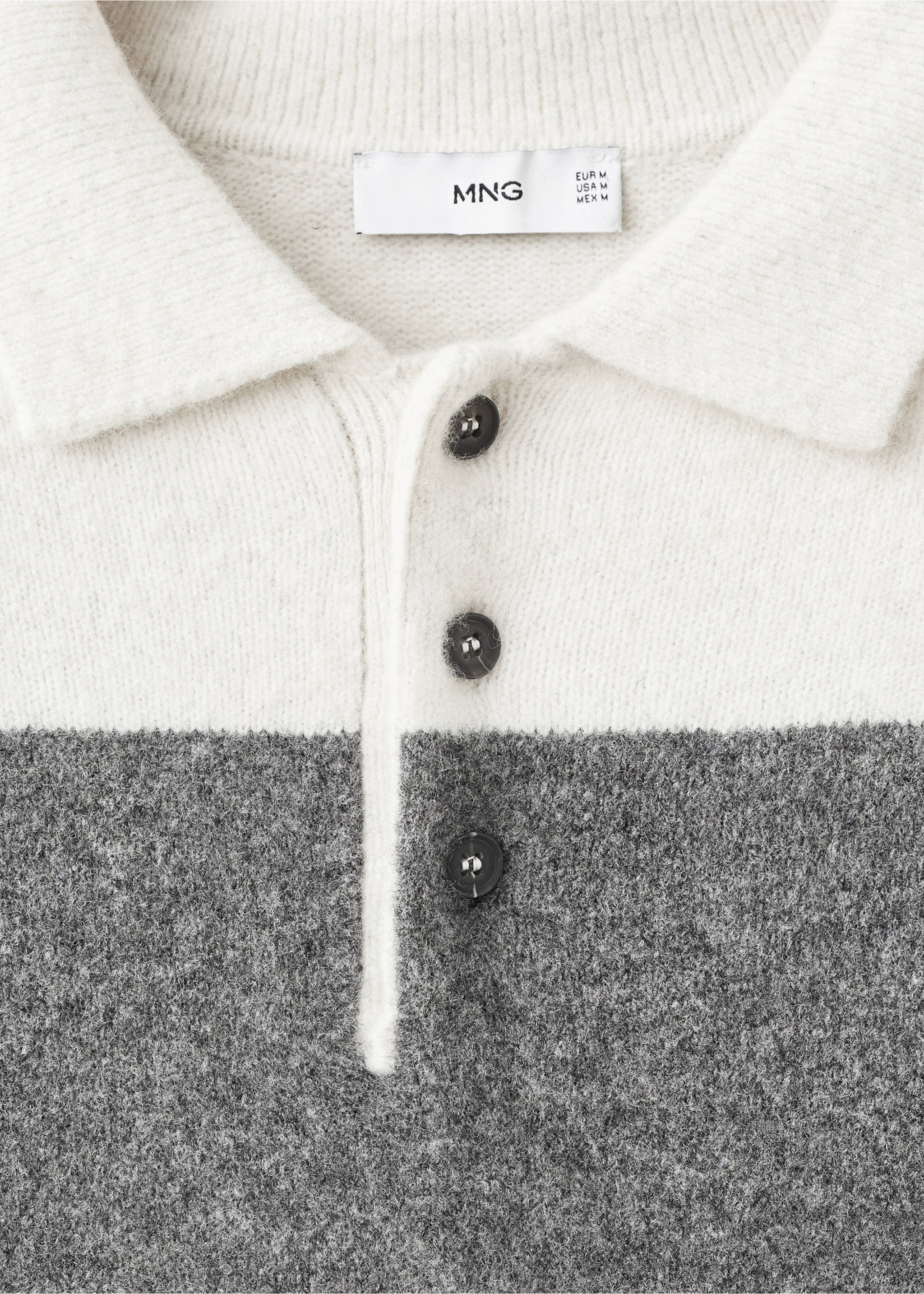 Knitted wool blend polo sweater - Details of the article 8, Ecru. Ref: 17087895-00.