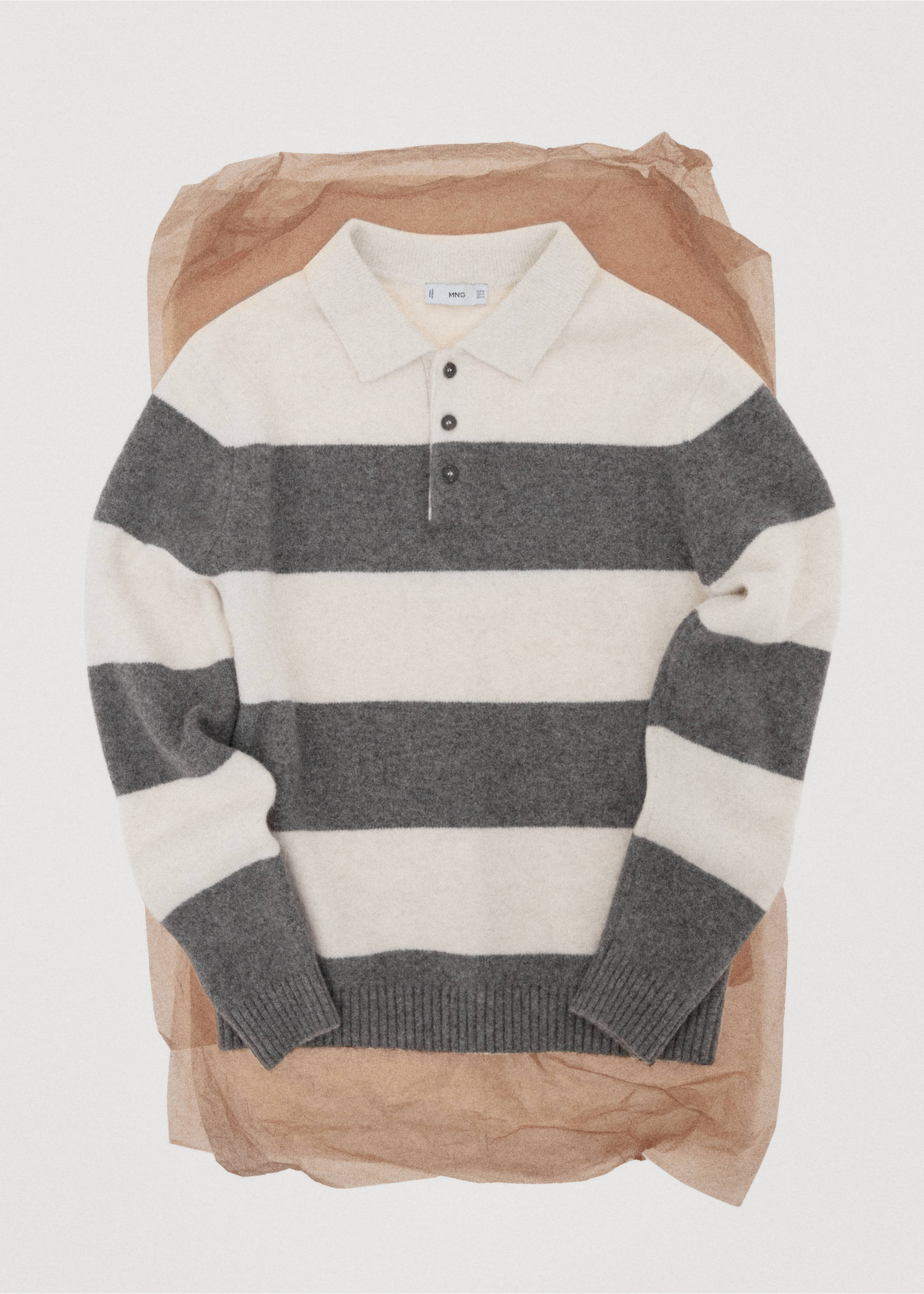 Knitted wool blend polo sweater - Details of the article 9, Ecru. Ref: 17087895-00.