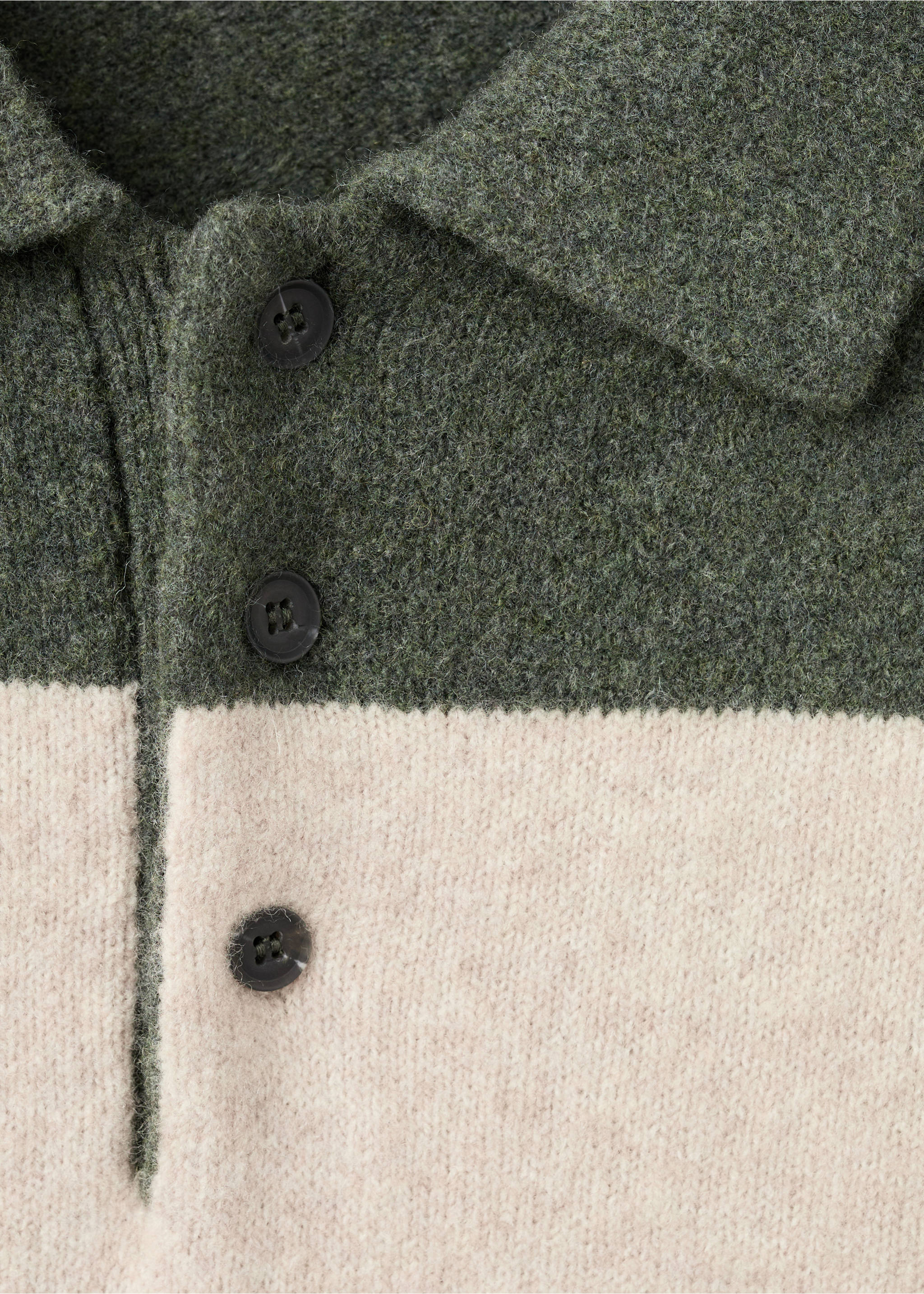 Knitted wool blend polo sweater - Details of the article 8, Dark Green. Ref: 17087895-00.
