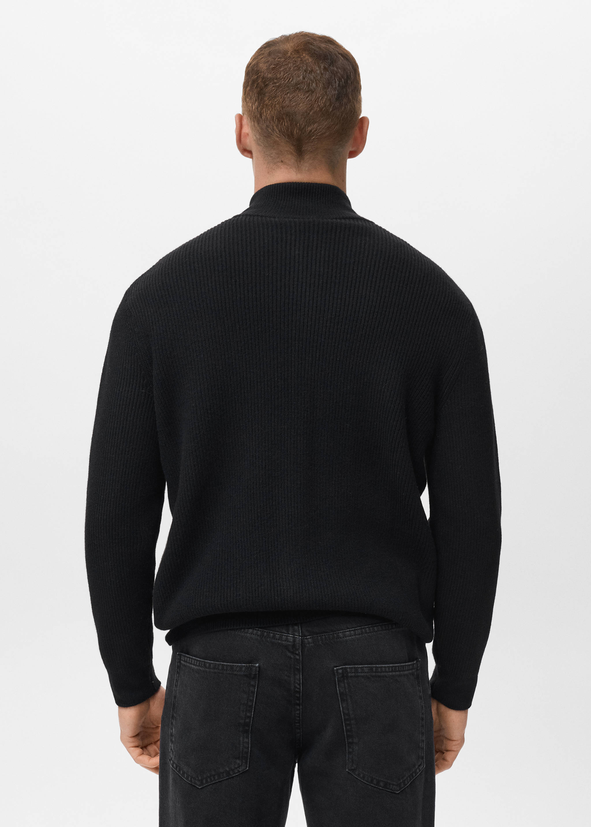 Ribbed-knit cardigan with zip - Reverse of the article