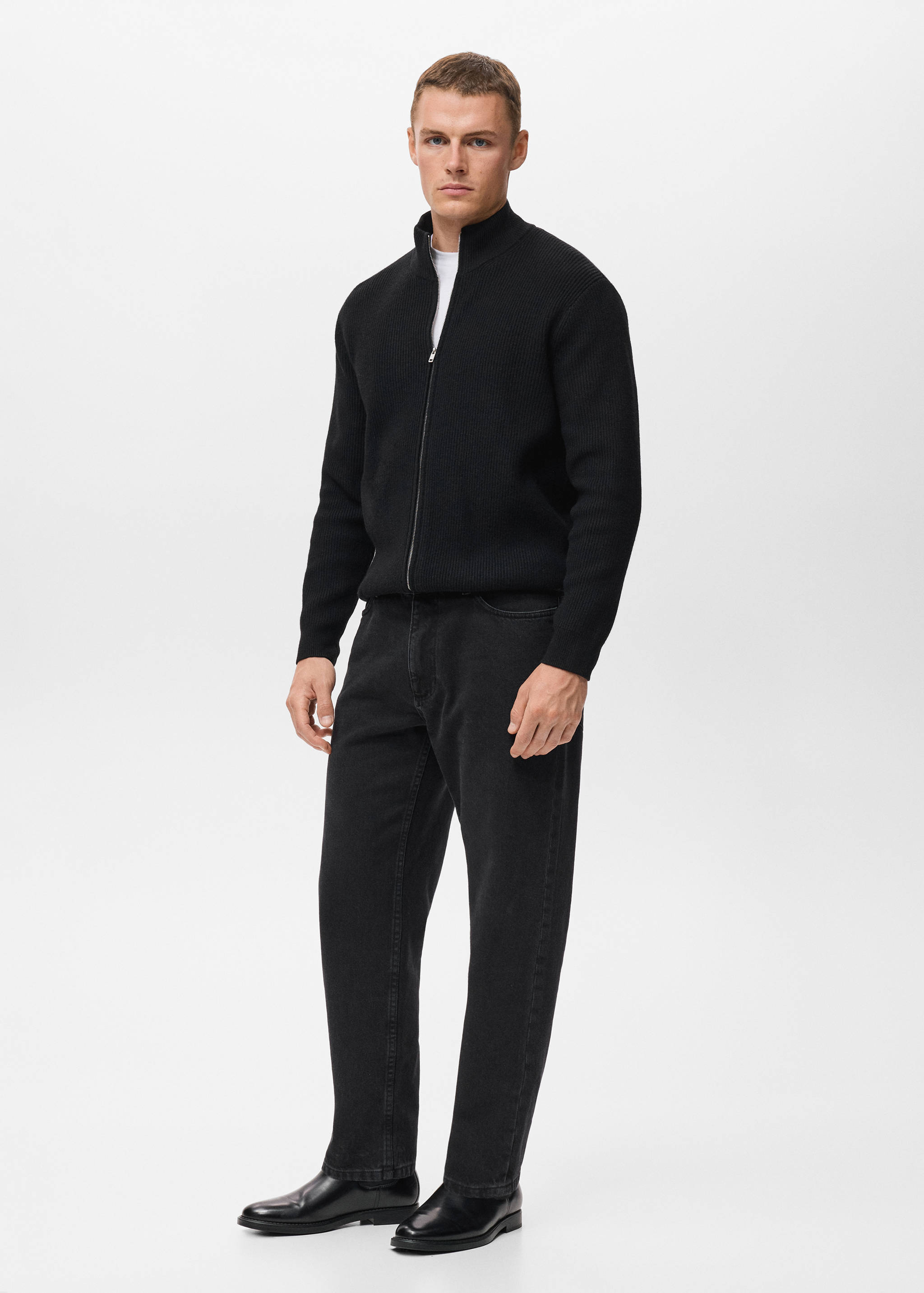 Ribbed-knit cardigan with zip - Details of the article 2