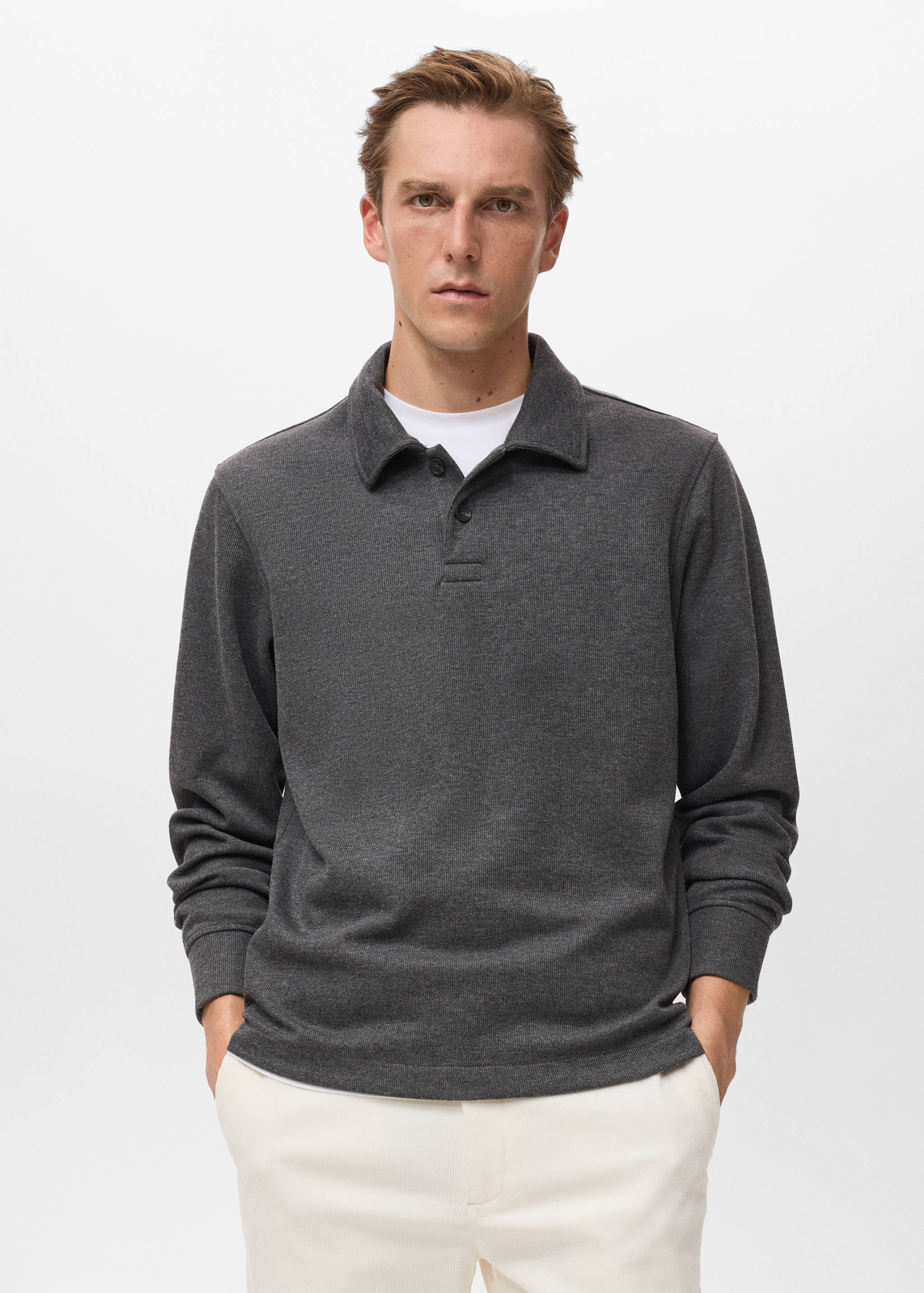 Regular-Fit-Polo-Sweatshirt - Mittlere Ansicht