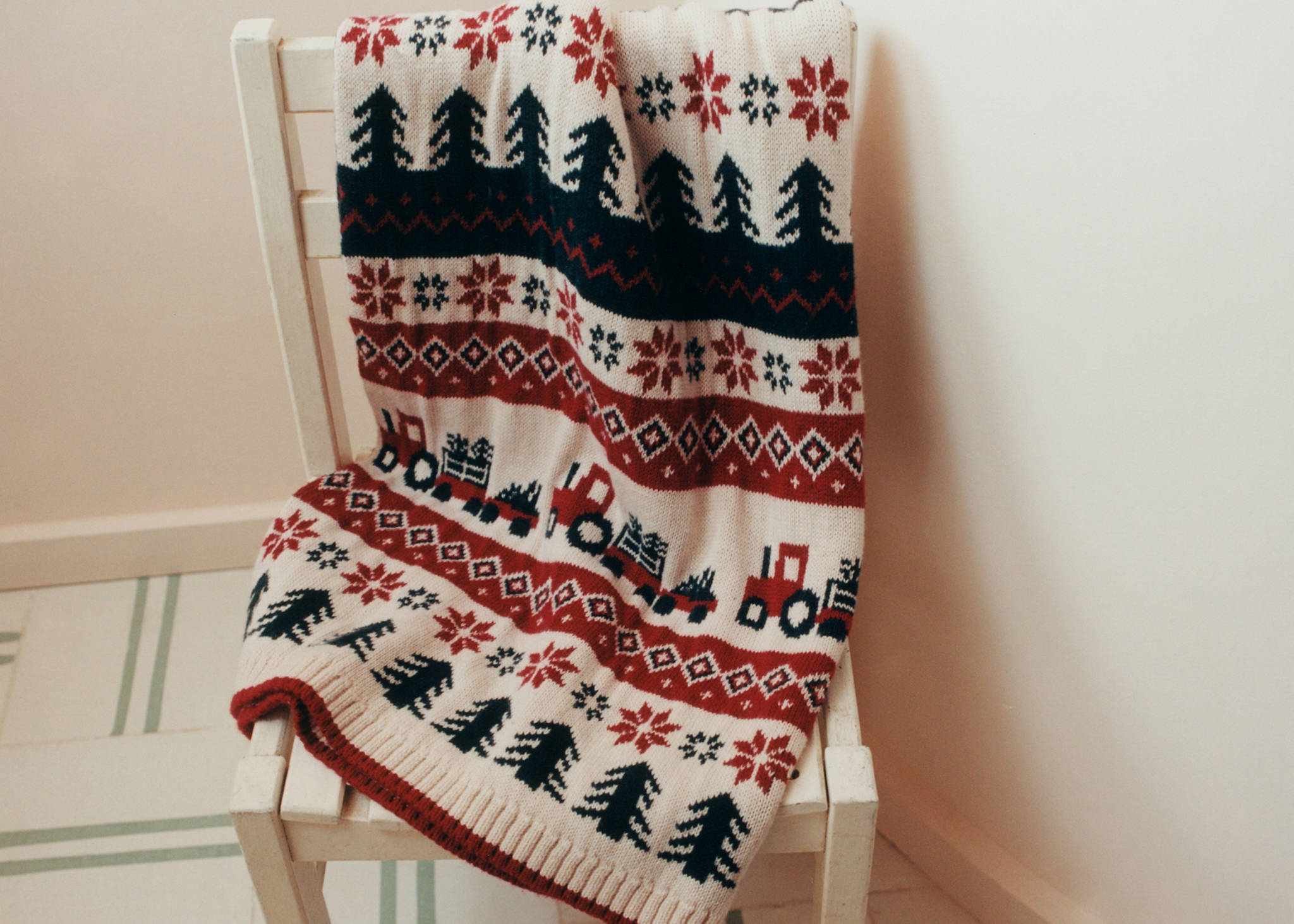 Children's jacquard wool blanket with Christmas design - Panoramic plane