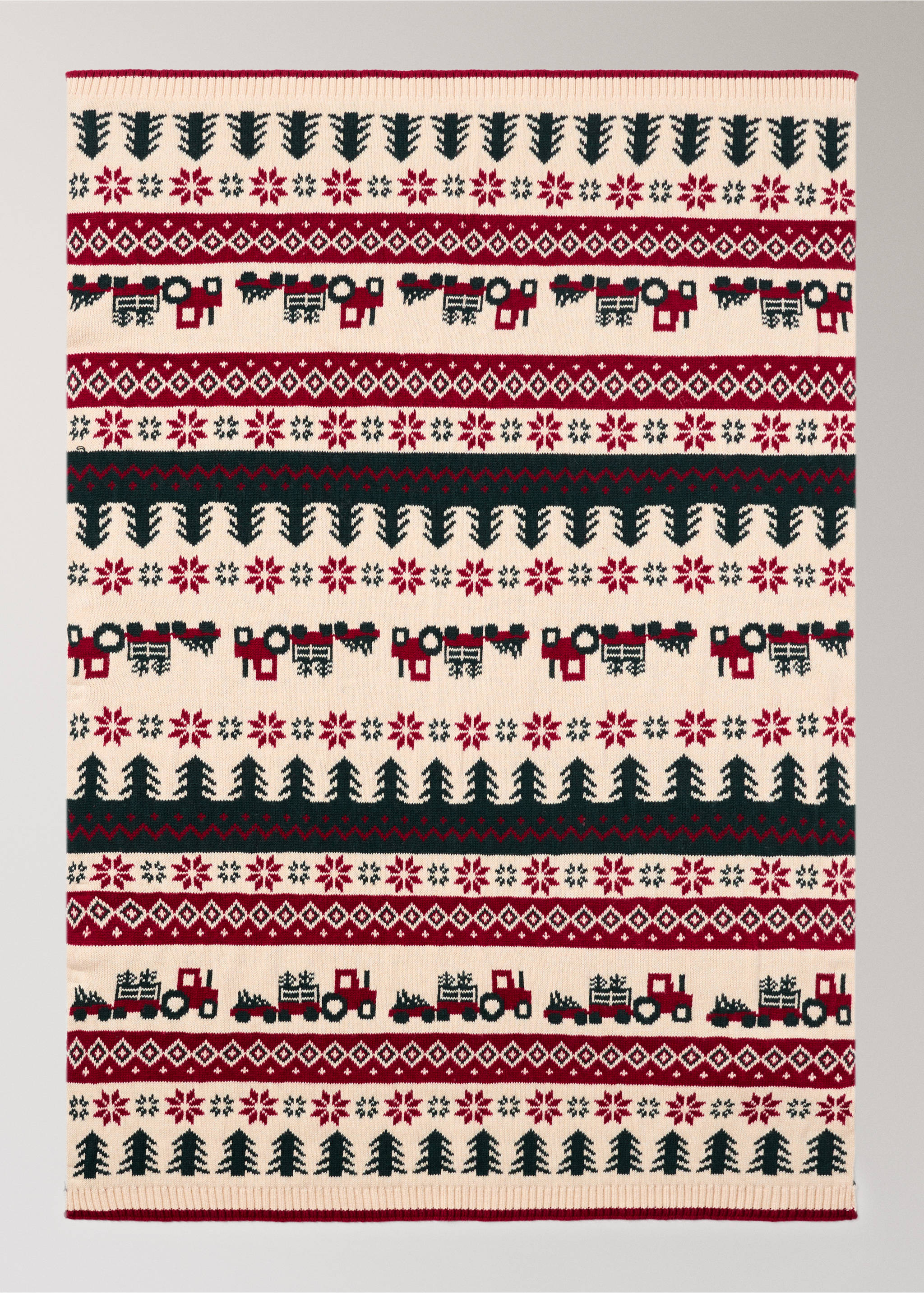 Children's jacquard wool blanket with Christmas design - Details of the article 3, Red. Ref: 17087901-00.
