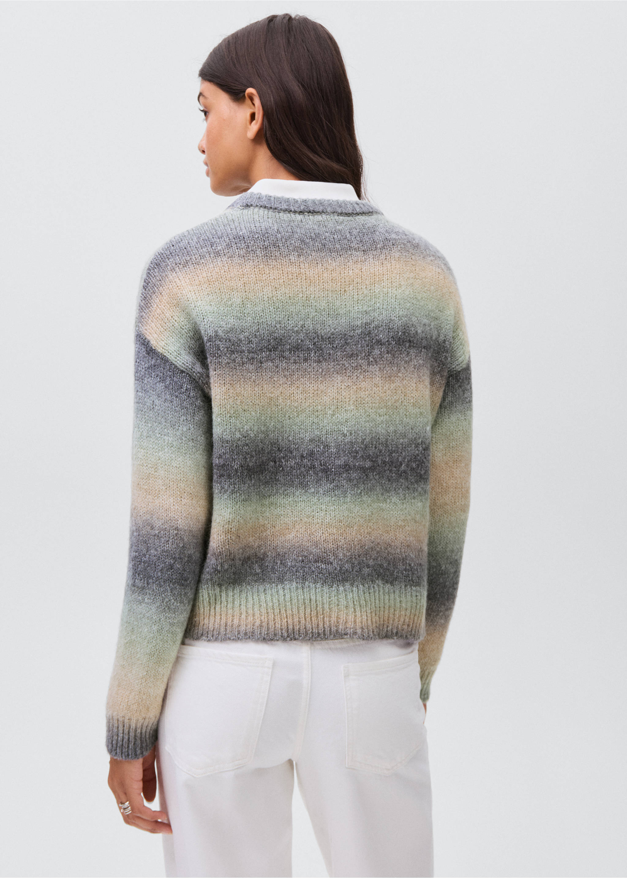 Multi-coloured knit sweater - Reverse of the article, Green. Ref: 17088264-00.