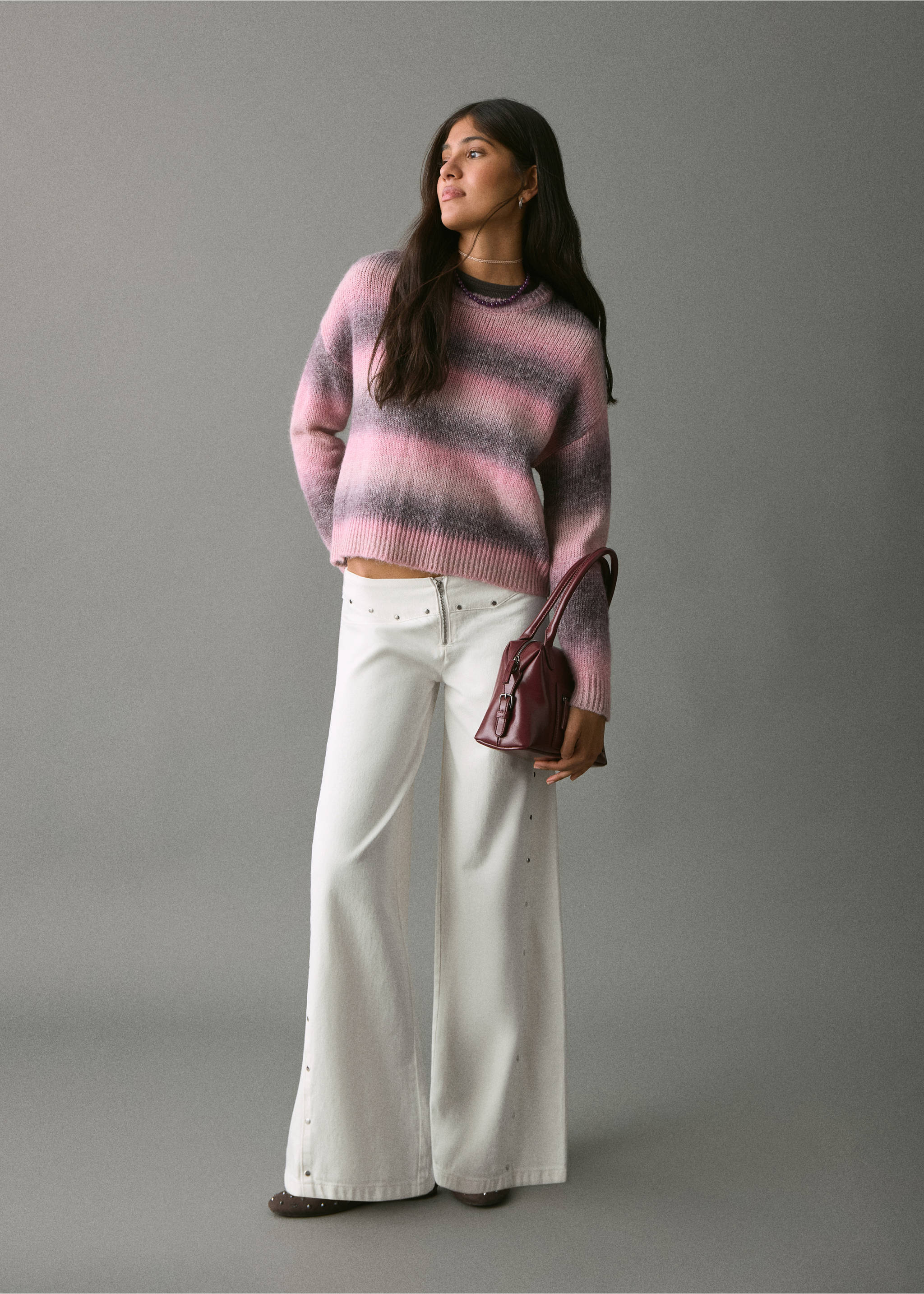 Wide leg jeans with studs - General plane, Off White. Ref: 17088266-00.