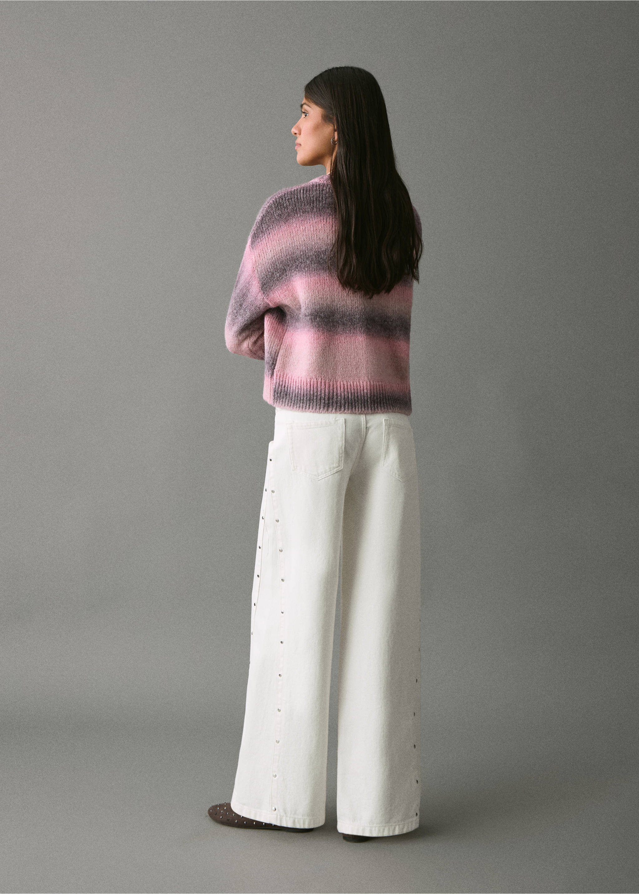 Wide leg jeans with studs - Reverse of the article, Off White. Ref: 17088266-00.