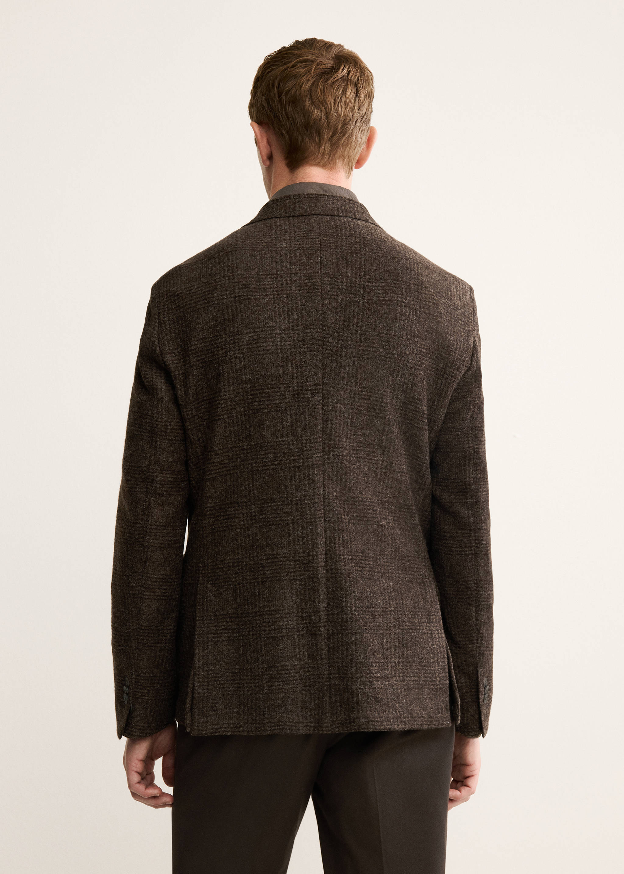 Slim-fit micro-check wool-blend jacket - Reverse of the article