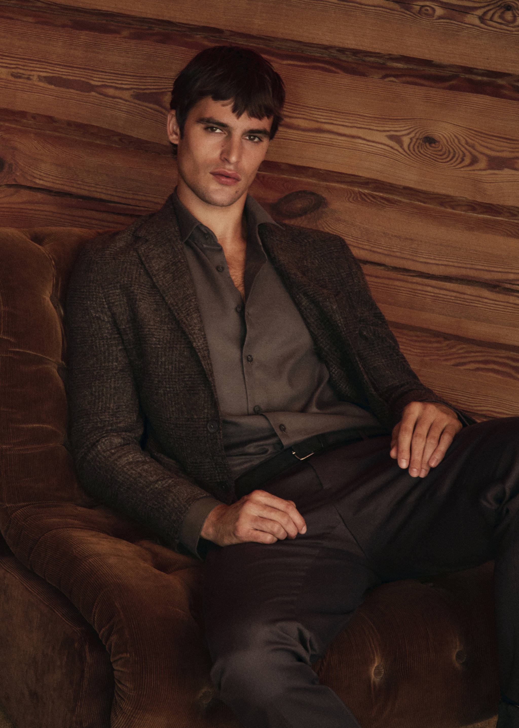 Slim-fit micro-check wool-blend jacket - Details of the article 3