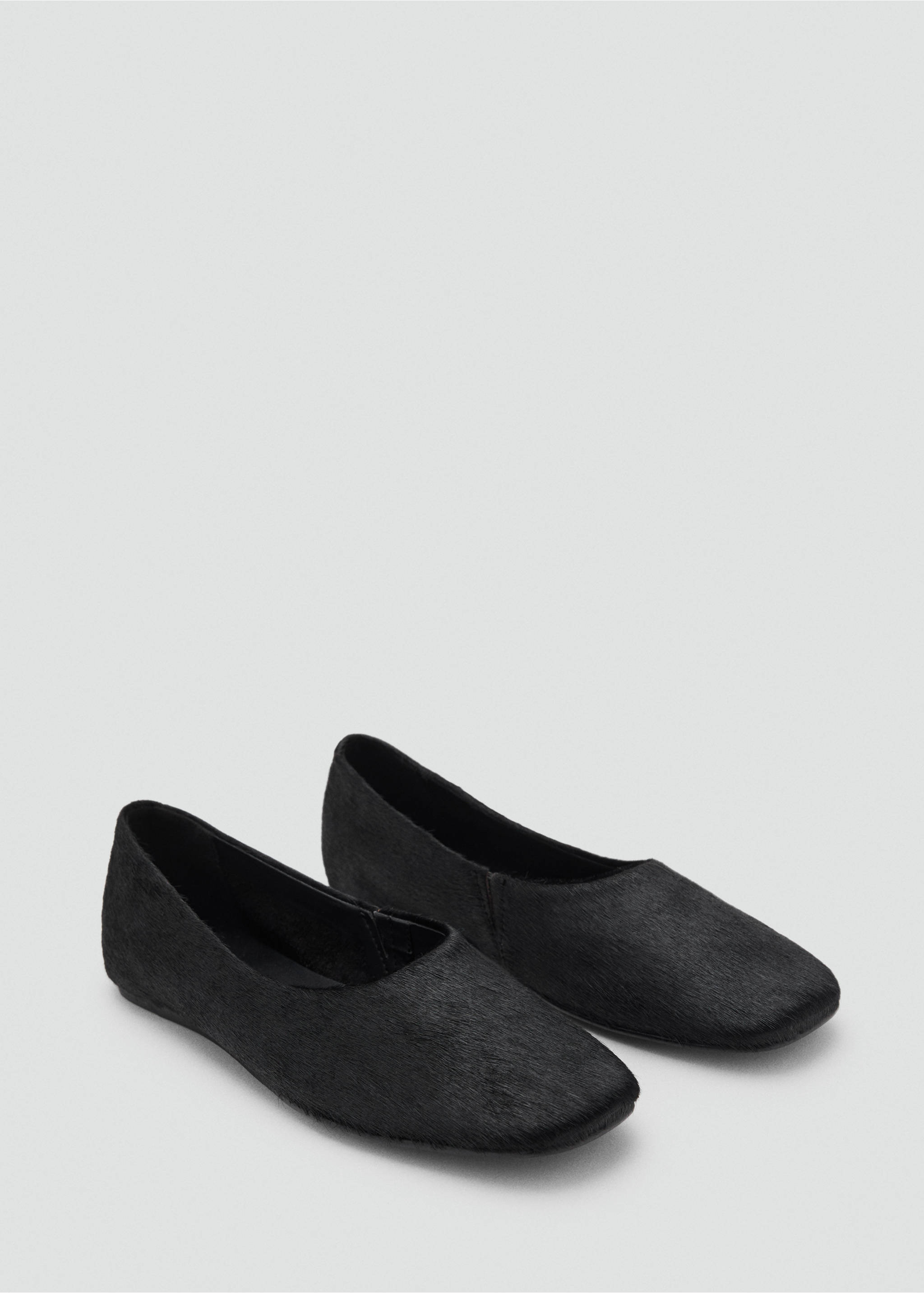 Leather shoes with fur - Medium plane, Black. Ref: 17088283-00.