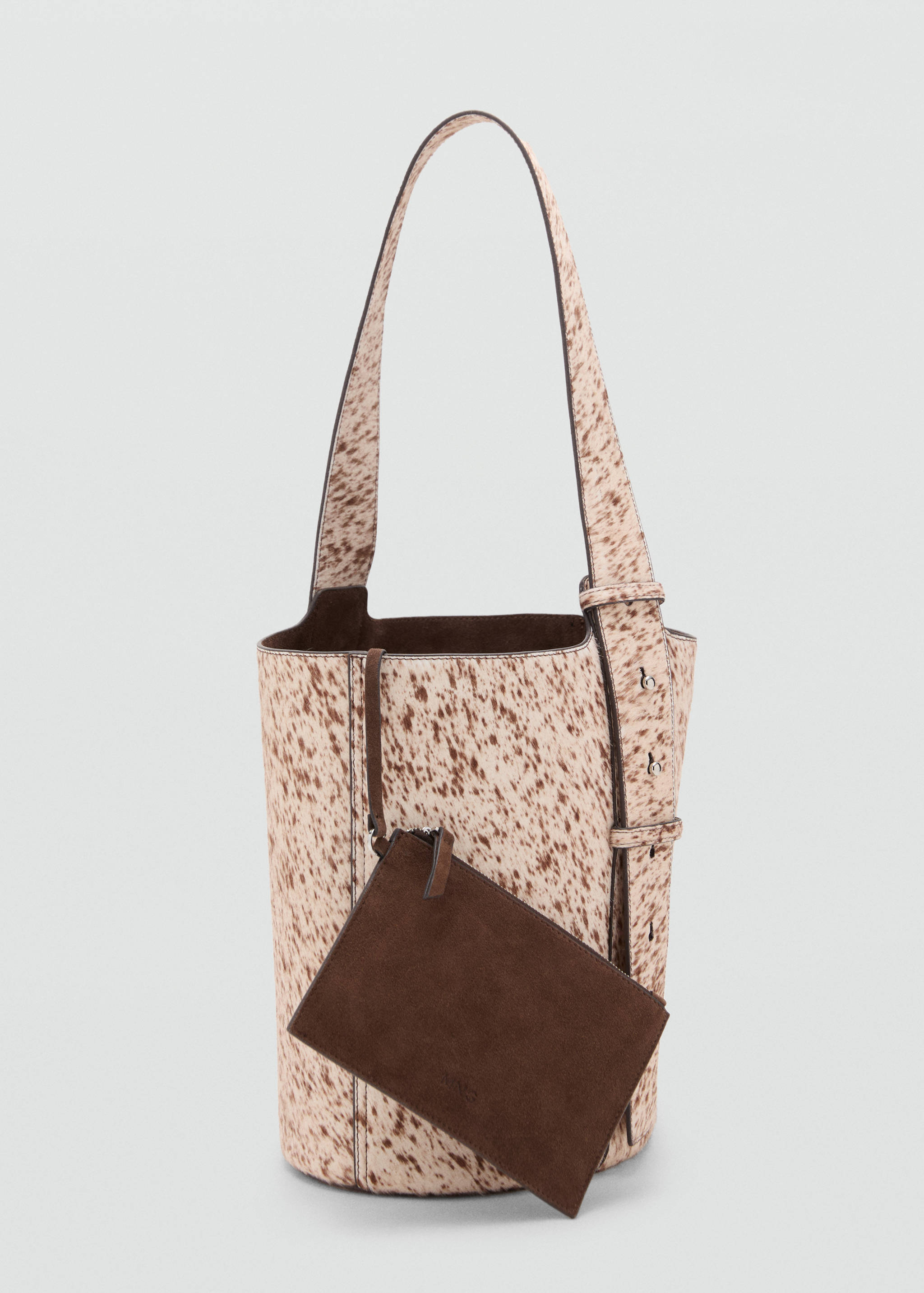 Bucketbag van leer en bont - Middenvlak