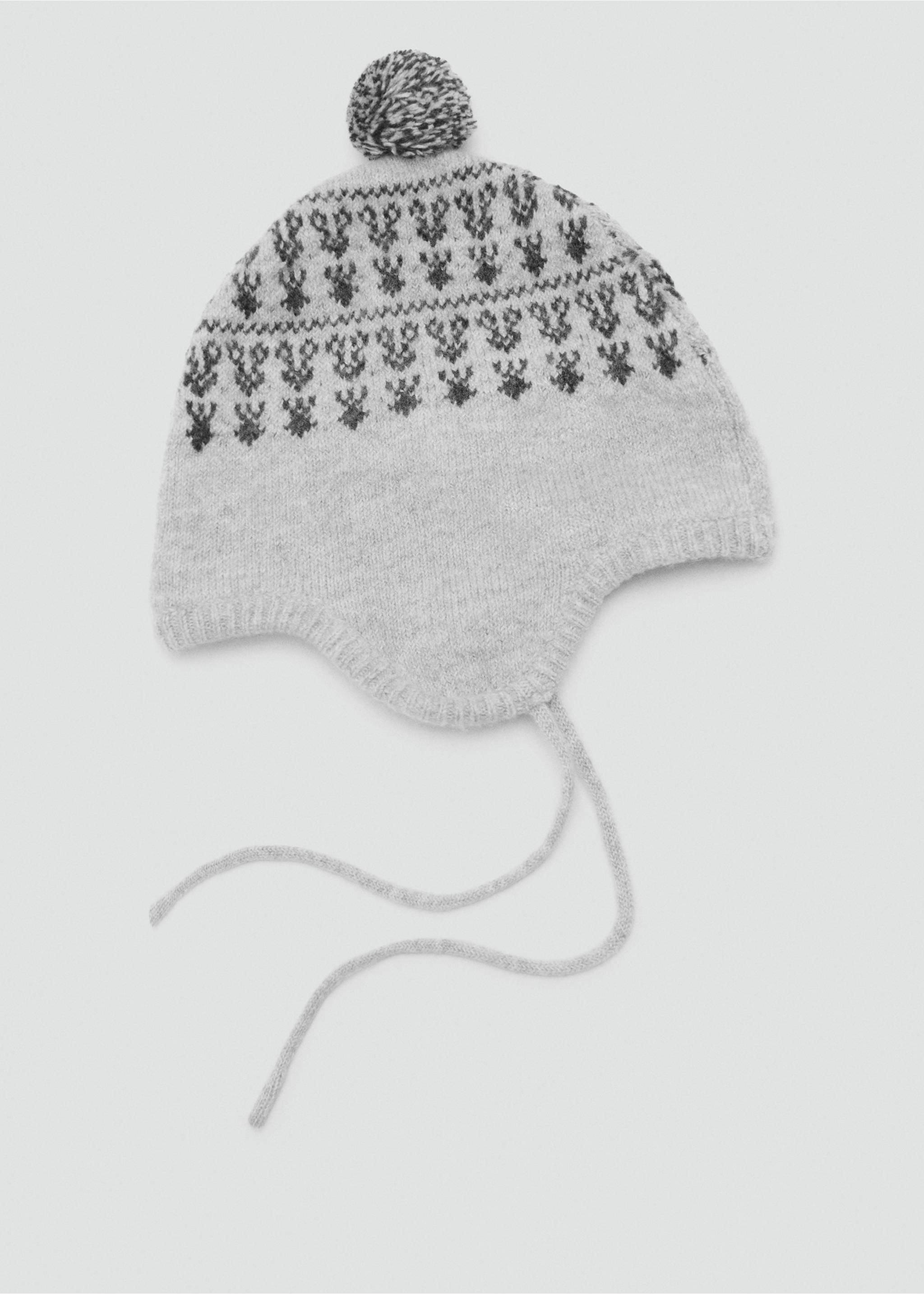 Bobble hat with jacquard pattern - Article without model, Grey. Ref: 17088632-00.