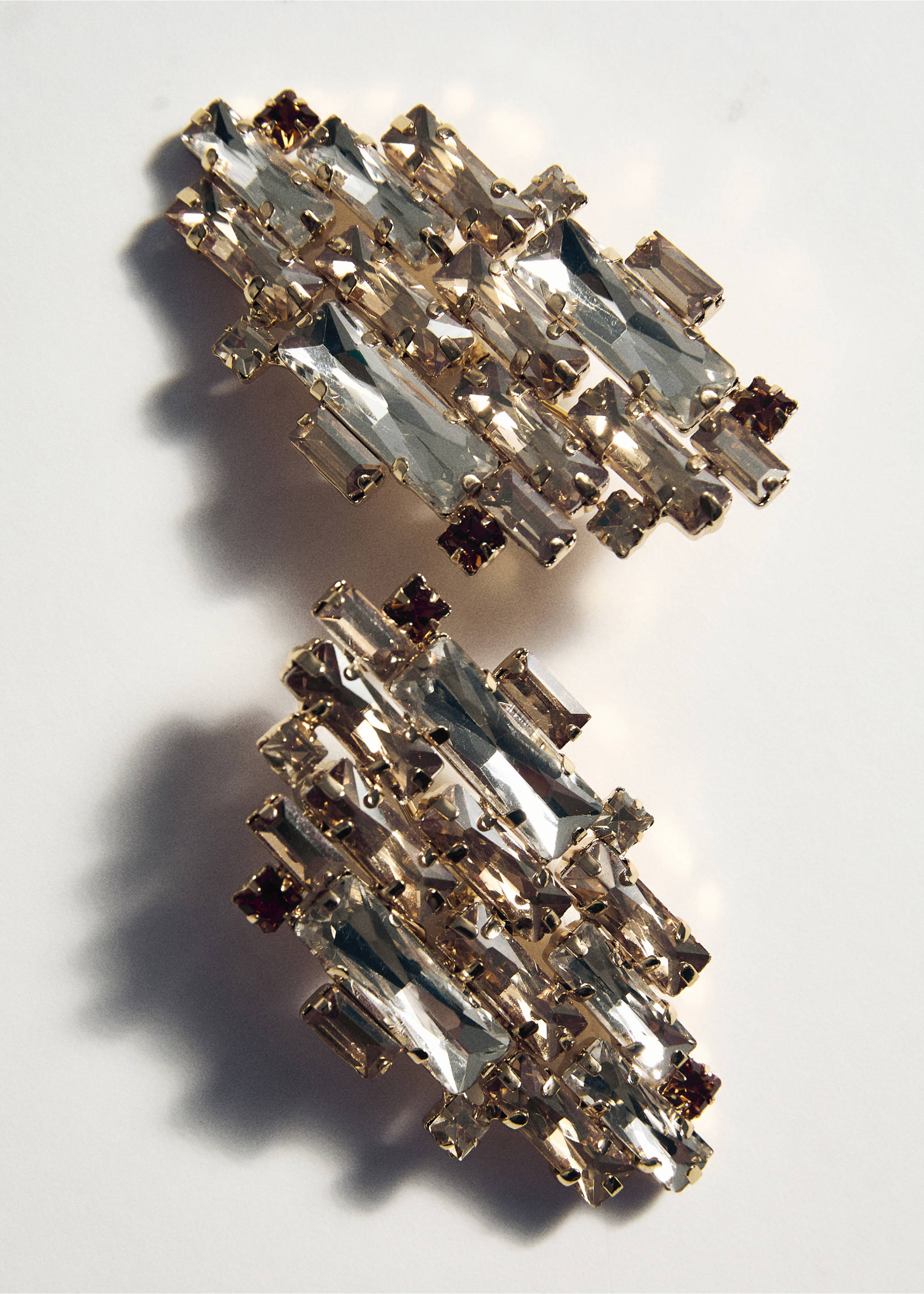 Combined crystal earrings - Medium plane, Gold. Ref: 17088639-00.