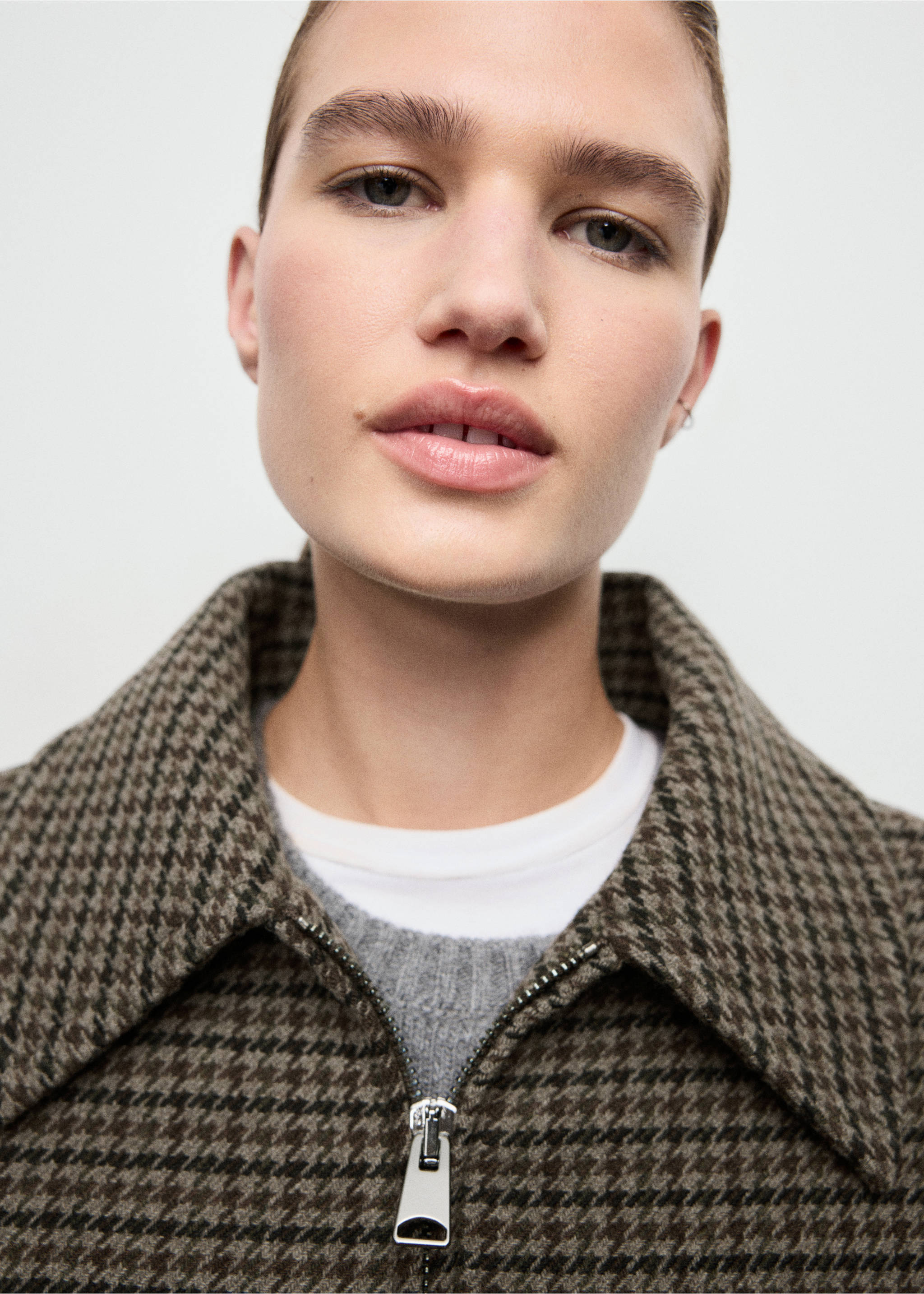 Houndstooth wool jacket - Details of the article 1, Brown. Ref: 17088640-00.