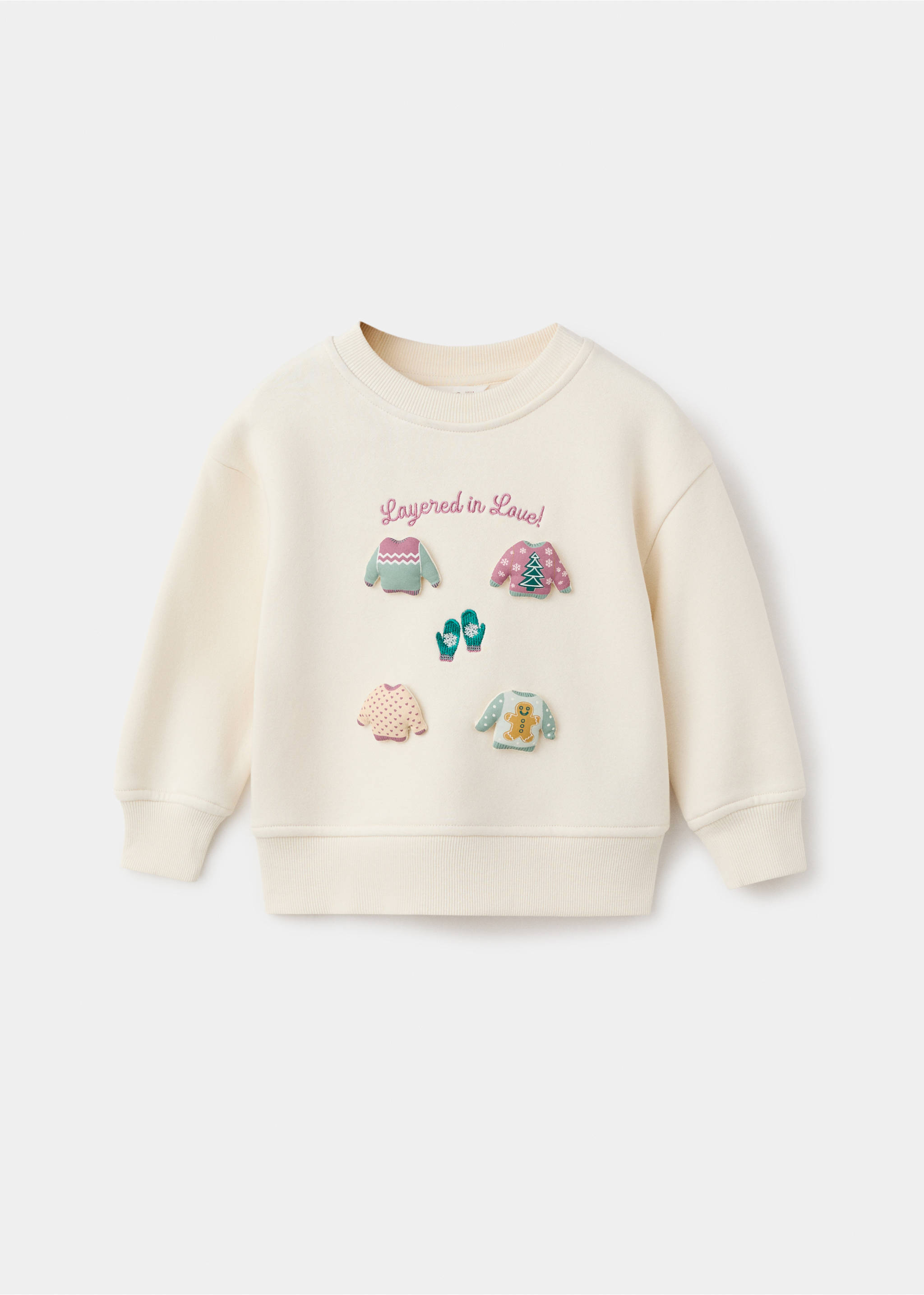 Patch sweatshirt - Article without model, Ecru. Ref: 17089100-00.