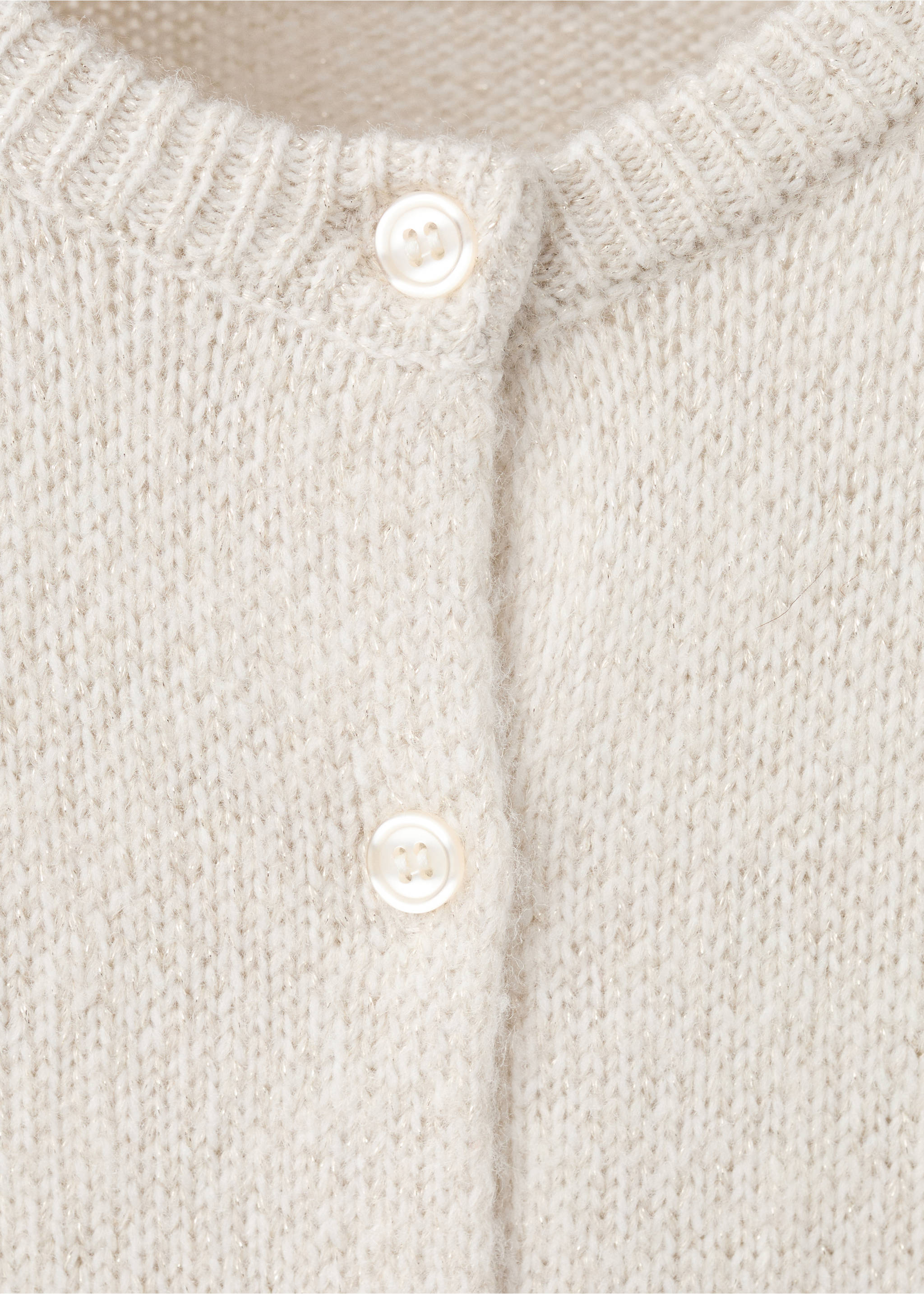 Knitted cardigan with shiny details - Details of the article 0, Ecru. Ref: 17089102-00.