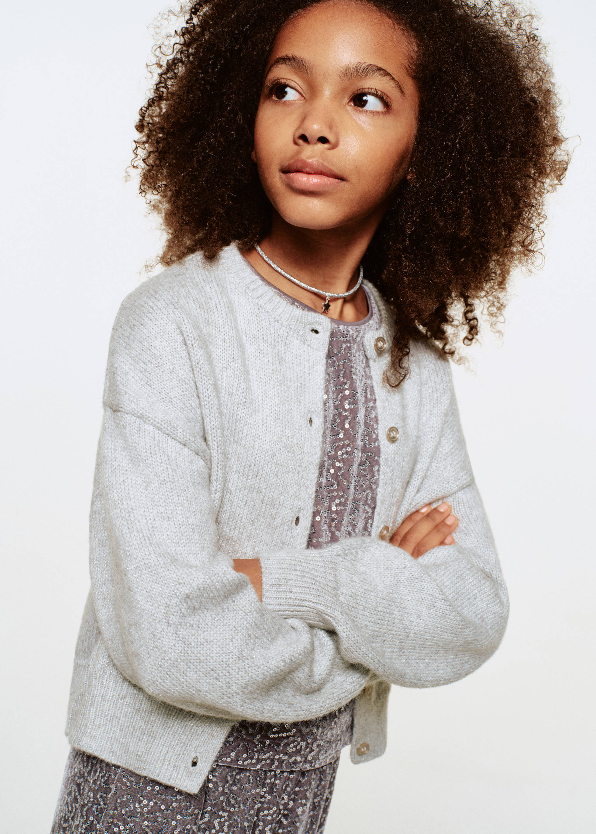 Knitted cardigan with shiny details - Medium plane