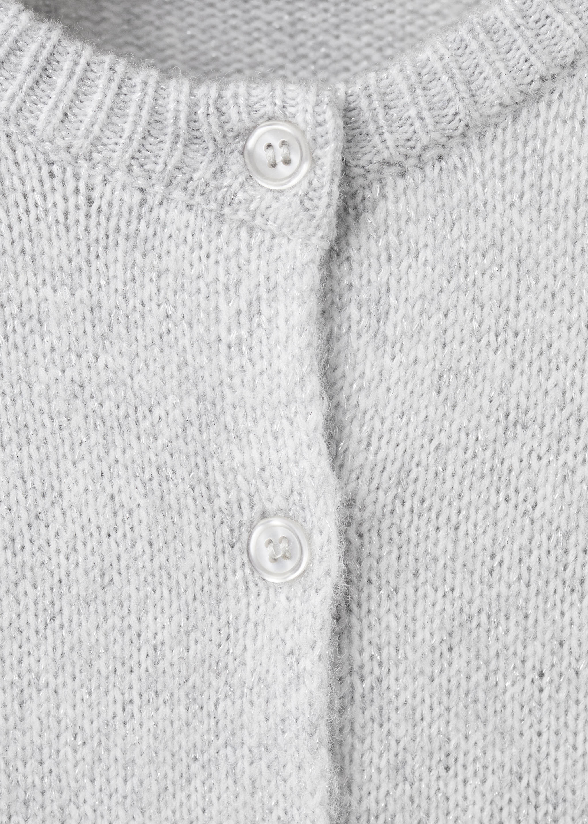 Knitted cardigan with shiny details - Details of the article 8, Light Heather Grey. Ref: 17089102-00.