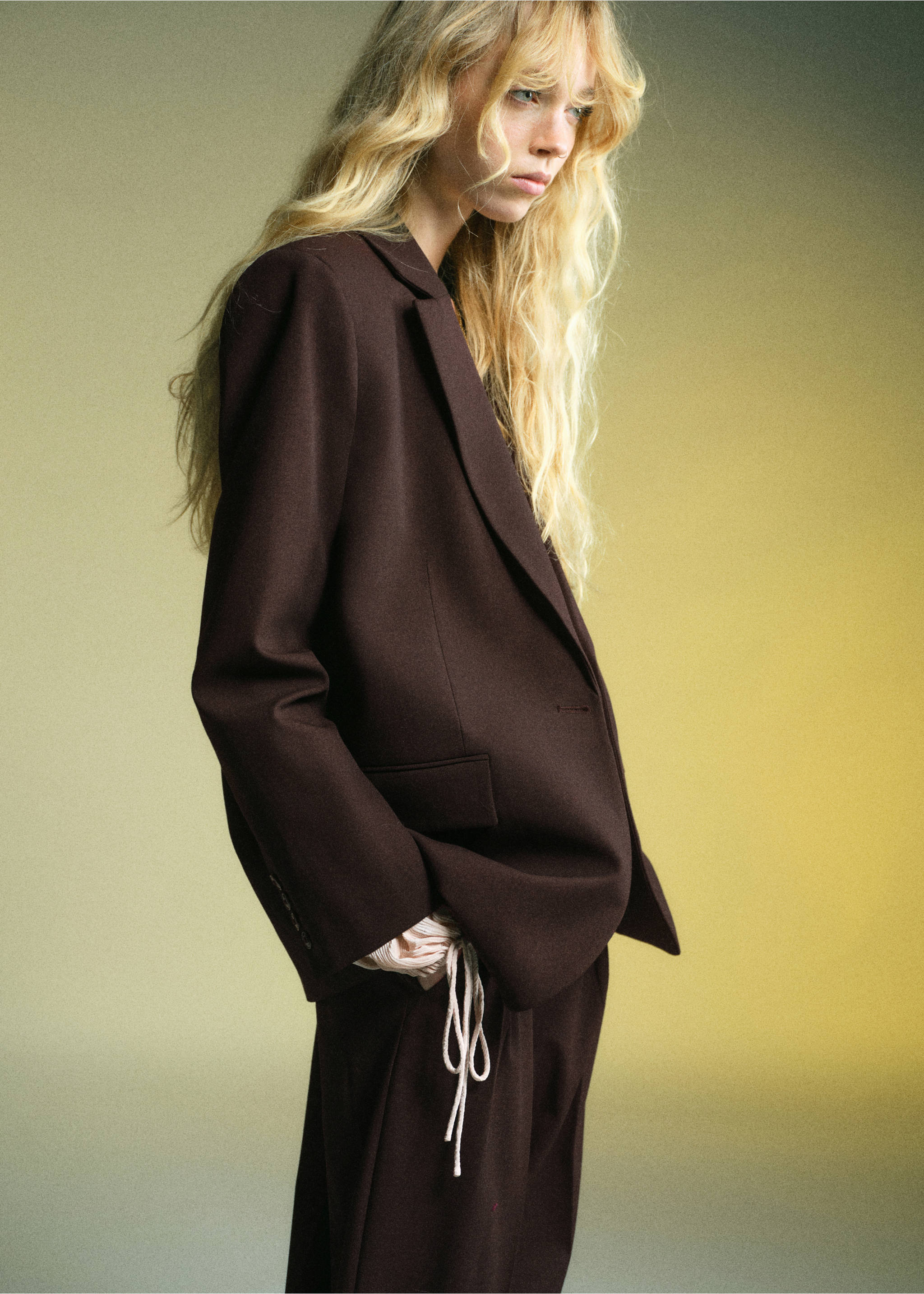 Straight-fit suit blazer - Medium plane, Chocolate. Ref: 17089111-00.