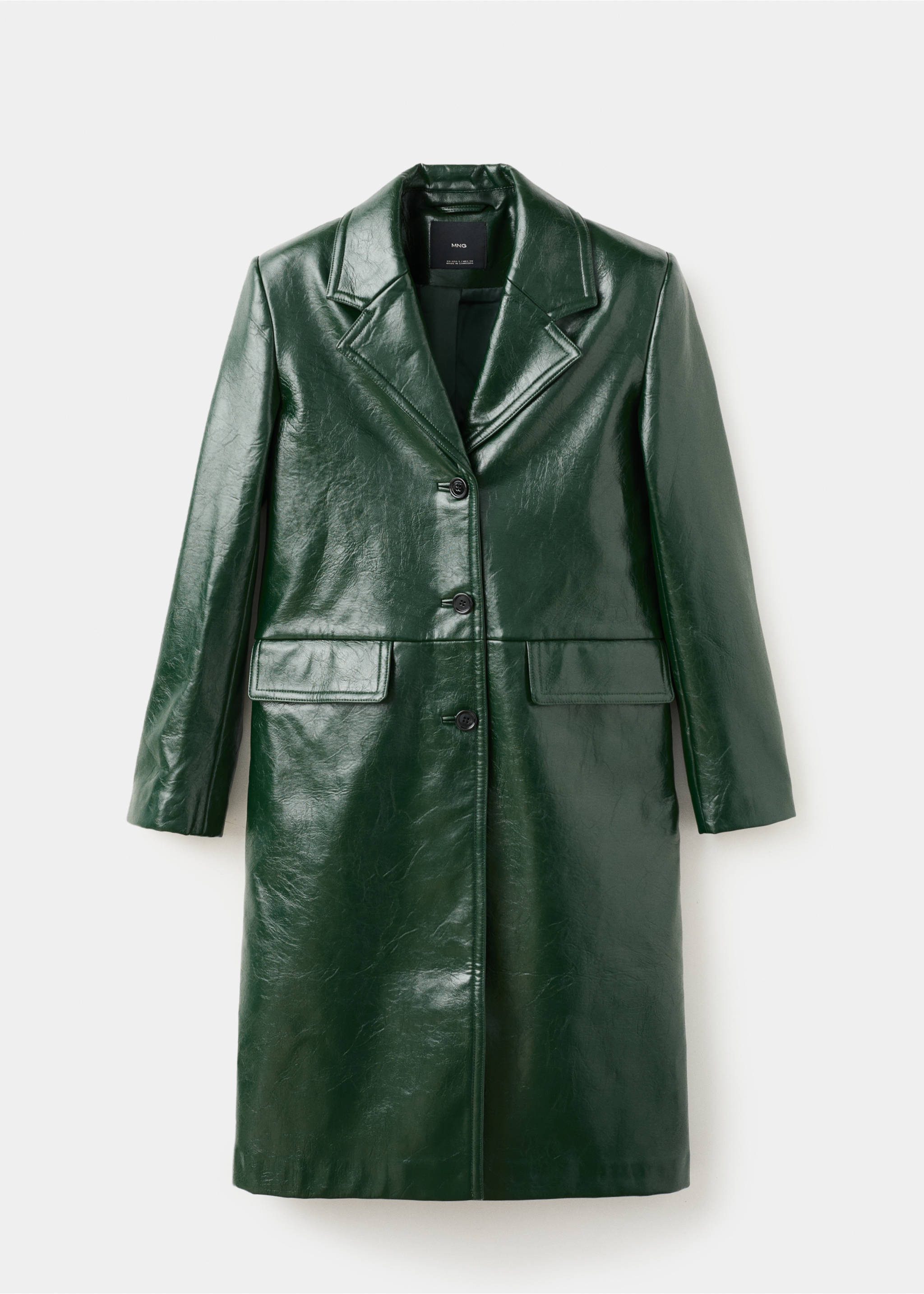 Manteau long cuir synthétique - Article sans modèle, Vert. Ref: 17089210-00.
