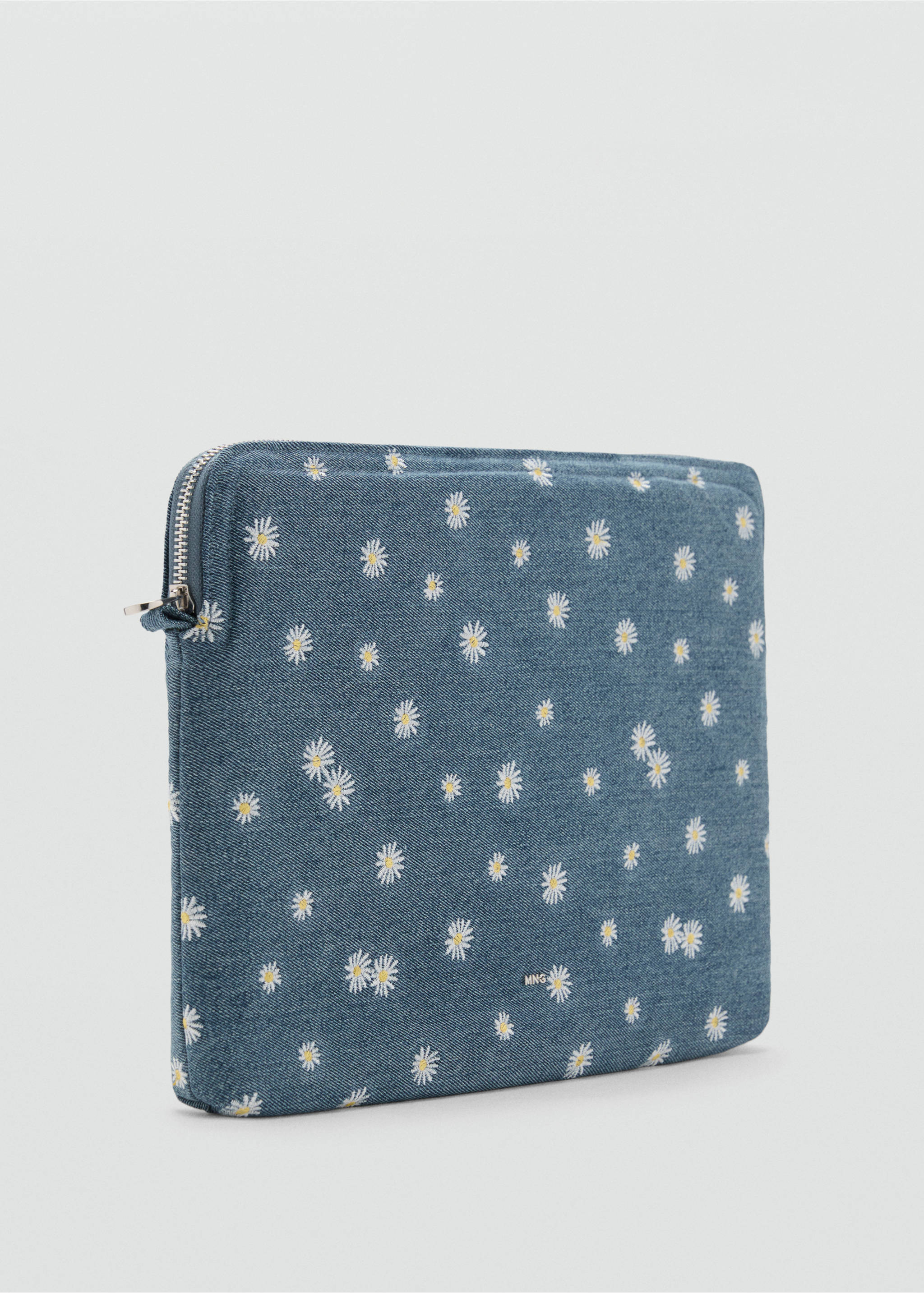 Funda denim brodat flors - Pla mig, Blau fosc. Ref: 17091121-00.