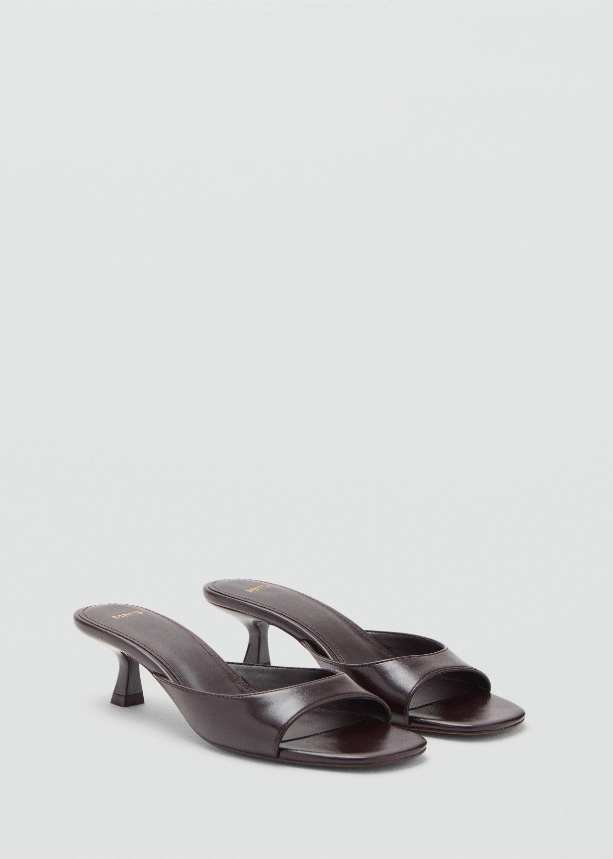 Sandales talon kitten heel - Plan moyen, Chocolat. Ref: 17091125-00.